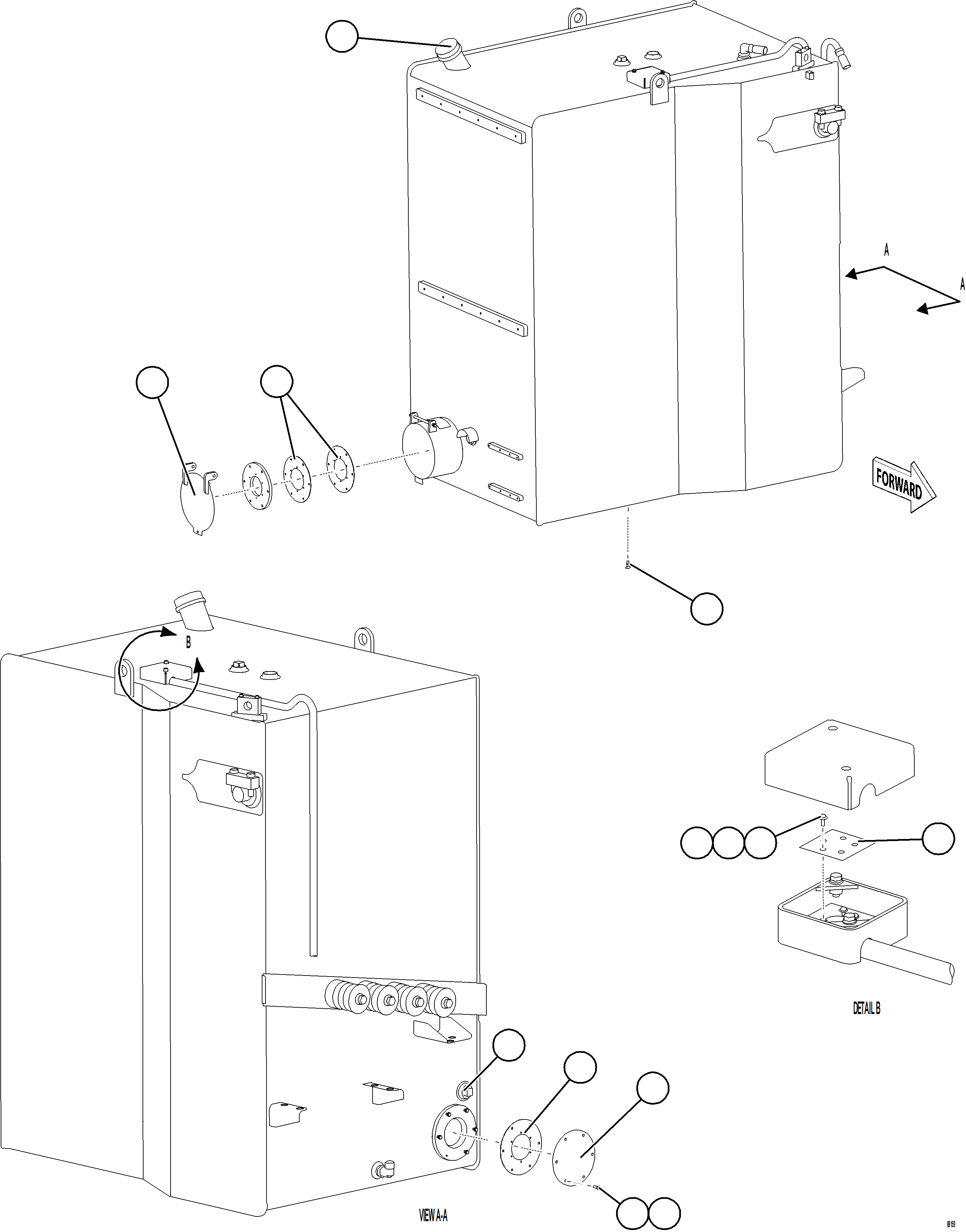 Komatsu parts book diagram for AFE75-M 980E-5 S/N A50044 - A50046, A50048  COPPER MOUNTAIN: FUEL TANK ASSEMBLY
