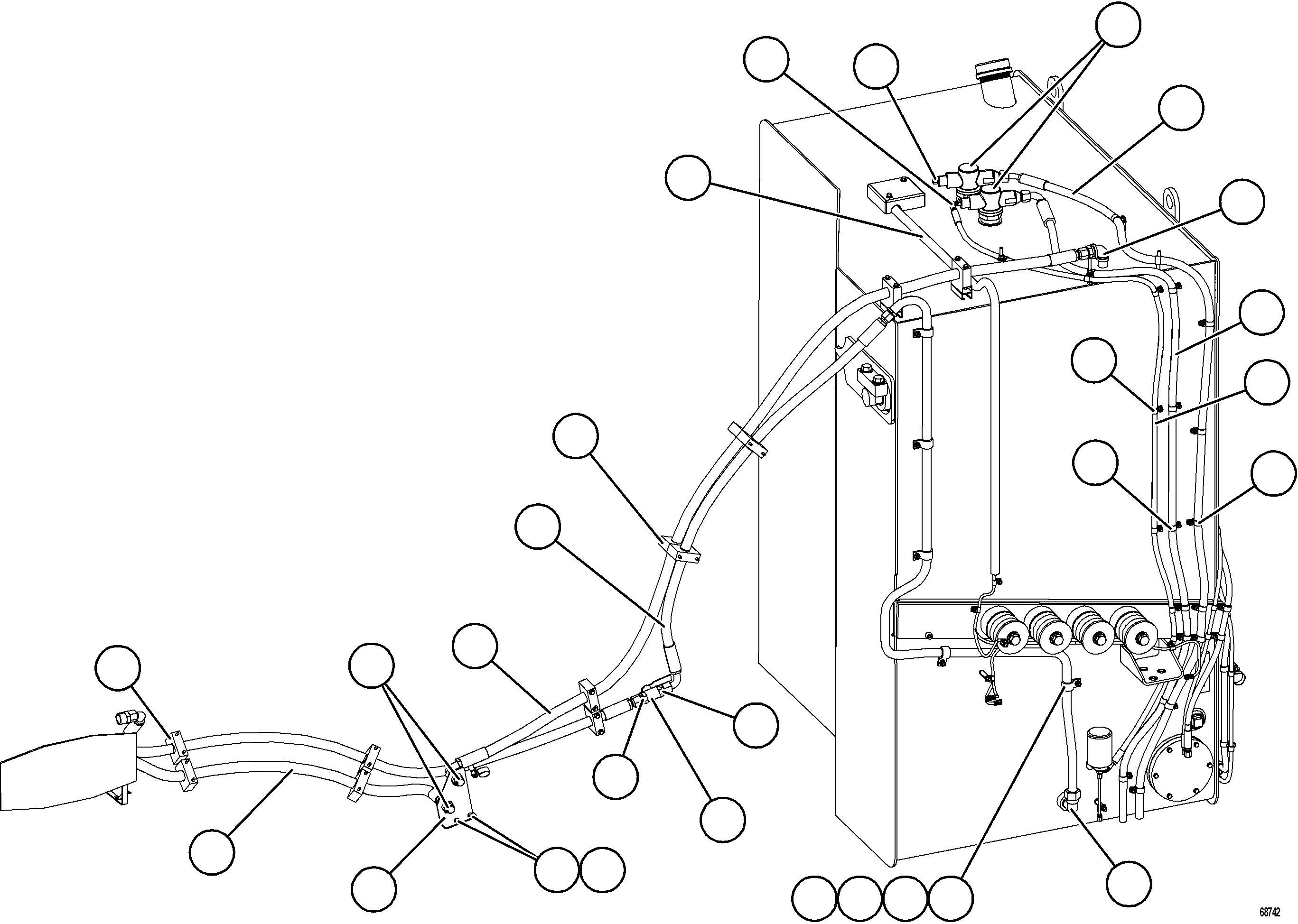 Komatsu parts book diagram for AFE75-M 980E-5 S/N A50044 - A50046, A50048  COPPER MOUNTAIN: FUEL SYSTEM PIPING    1/3