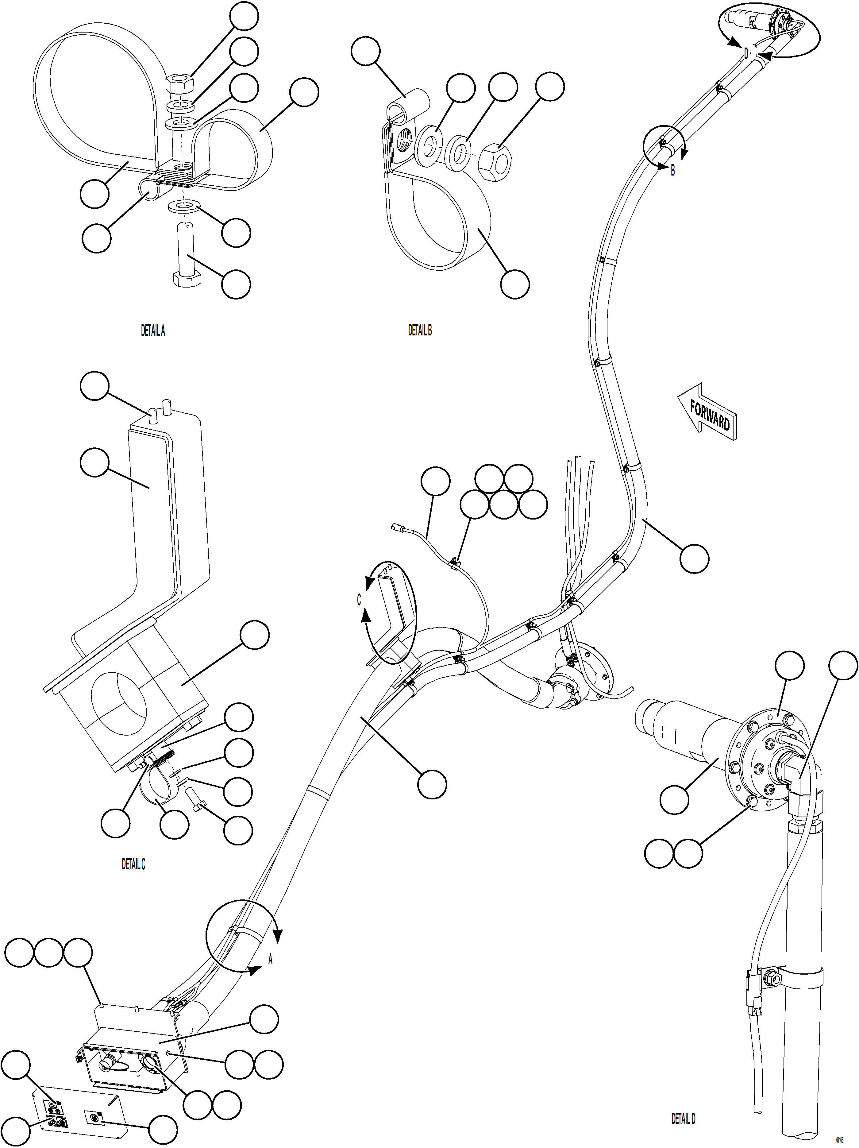 Komatsu parts book diagram for AFE75-M 980E-5 S/N A50044 - A50046, A50048  COPPER MOUNTAIN: FUEL TANK REMOTE FILL - LH    1/2