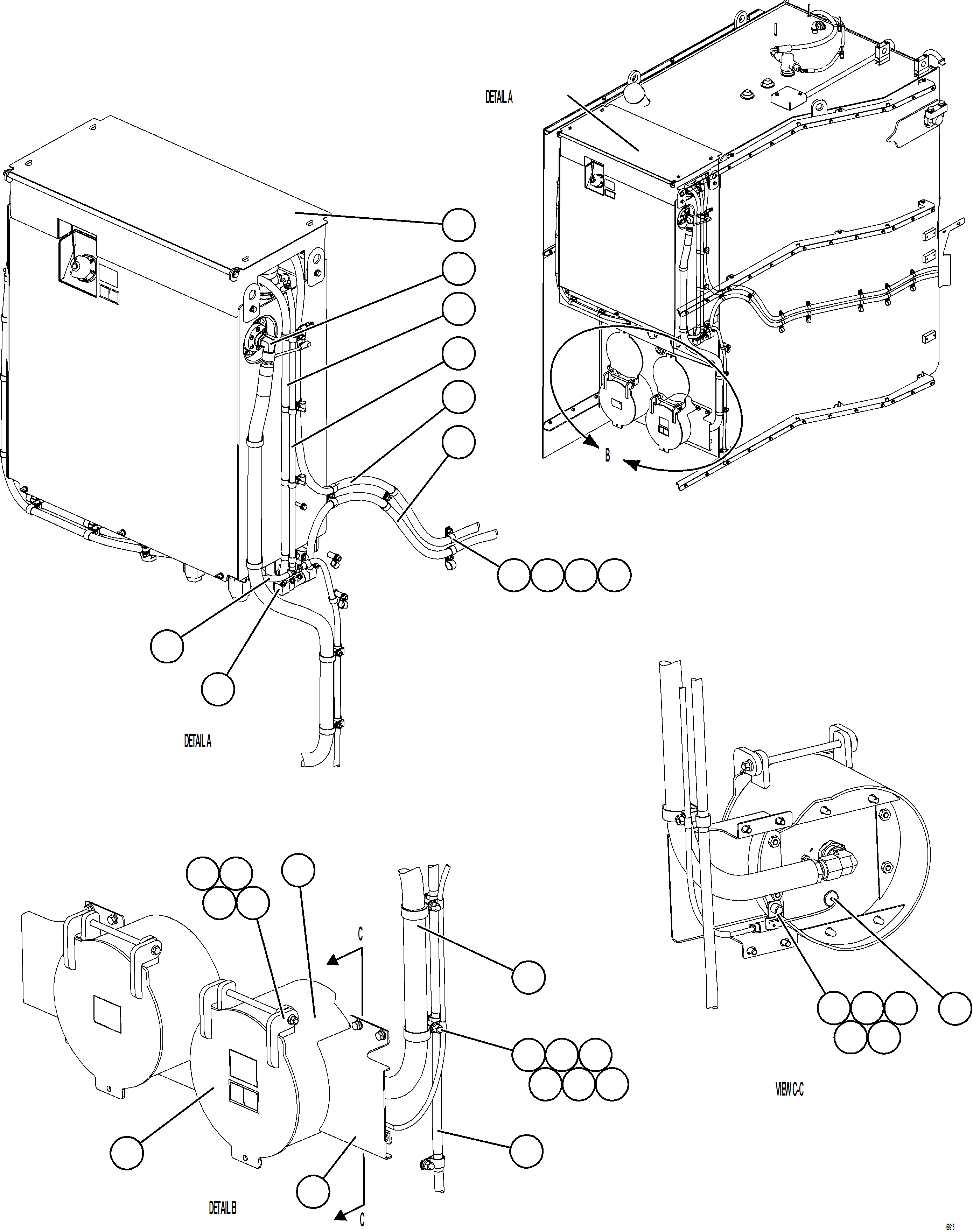 Komatsu parts book diagram for AFE75-M 980E-5 S/N A50044 - A50046, A50048  COPPER MOUNTAIN: DEF TANK INSTALLATION