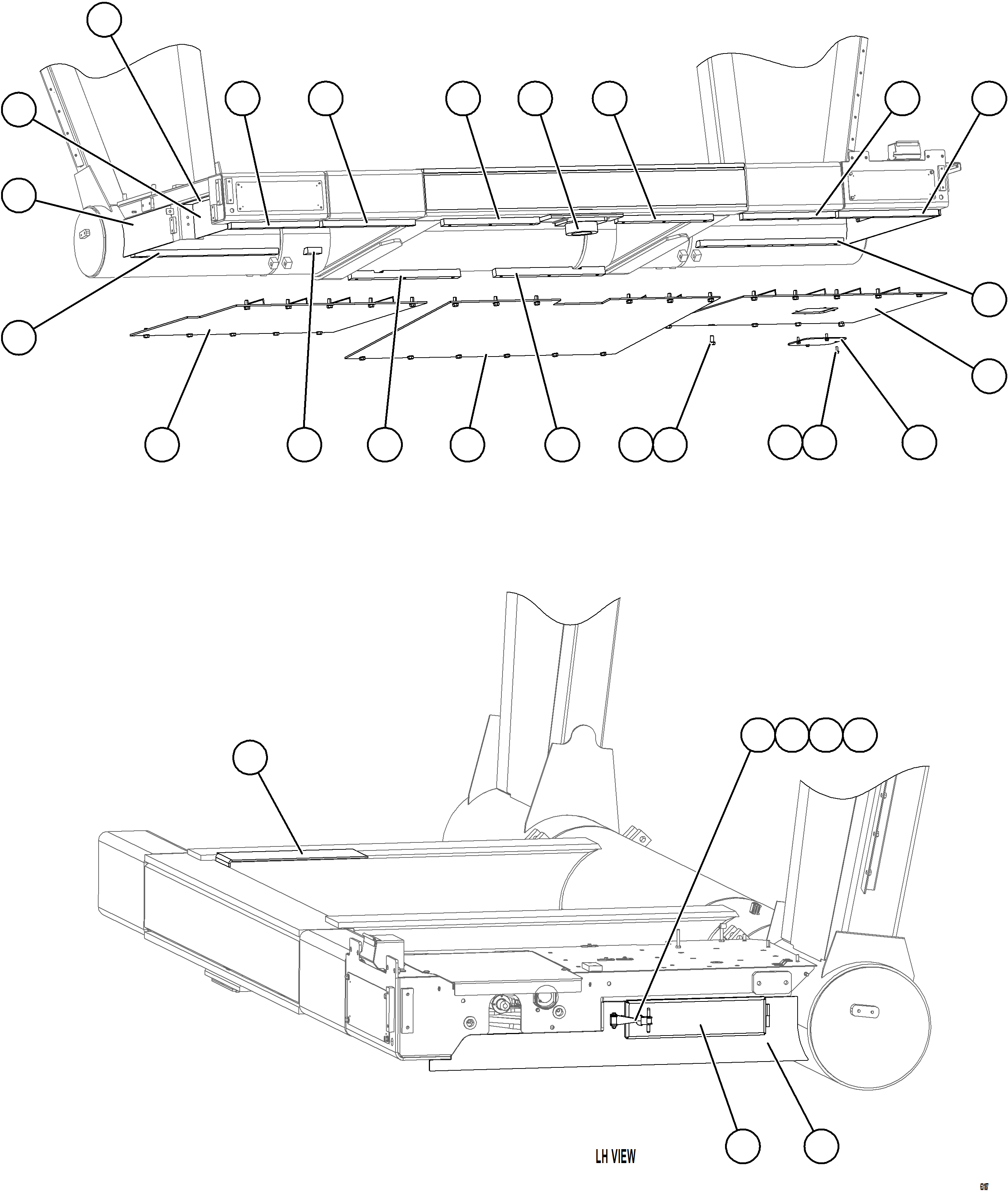 Komatsu parts book diagram for AFE75-M 980E-5 S/N A50044 - A50046, A50048  COPPER MOUNTAIN: SKID PLATES & TOW ADAPTER