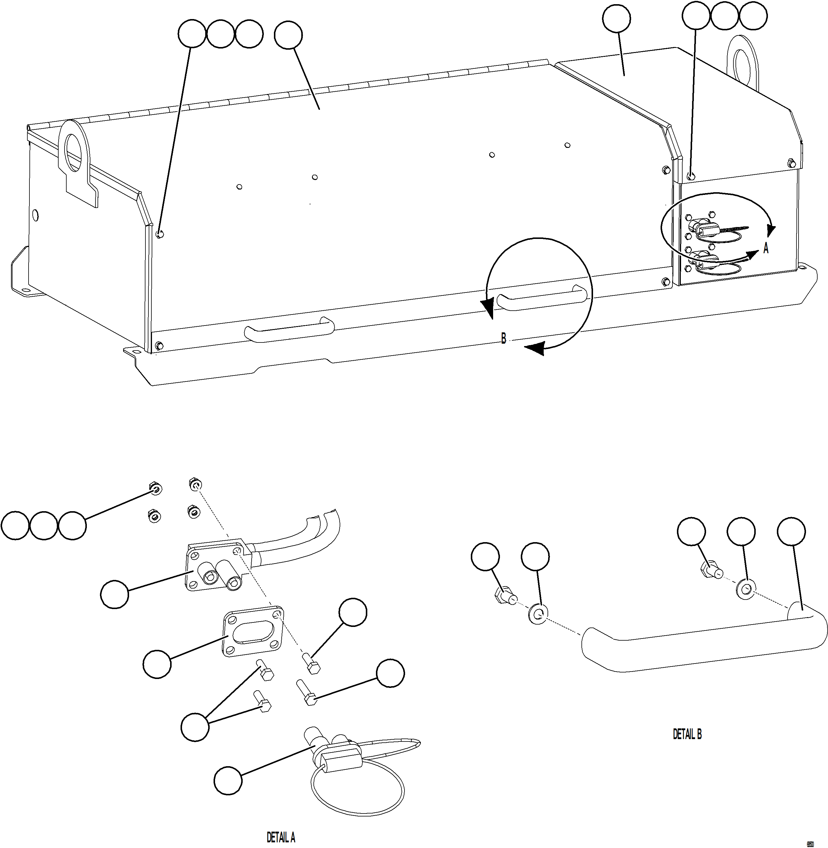 Komatsu parts book diagram for AFE75-M 980E-5 S/N A50044 - A50046, A50048  COPPER MOUNTAIN: BATTERY BOX ASSEMBLY    1/6