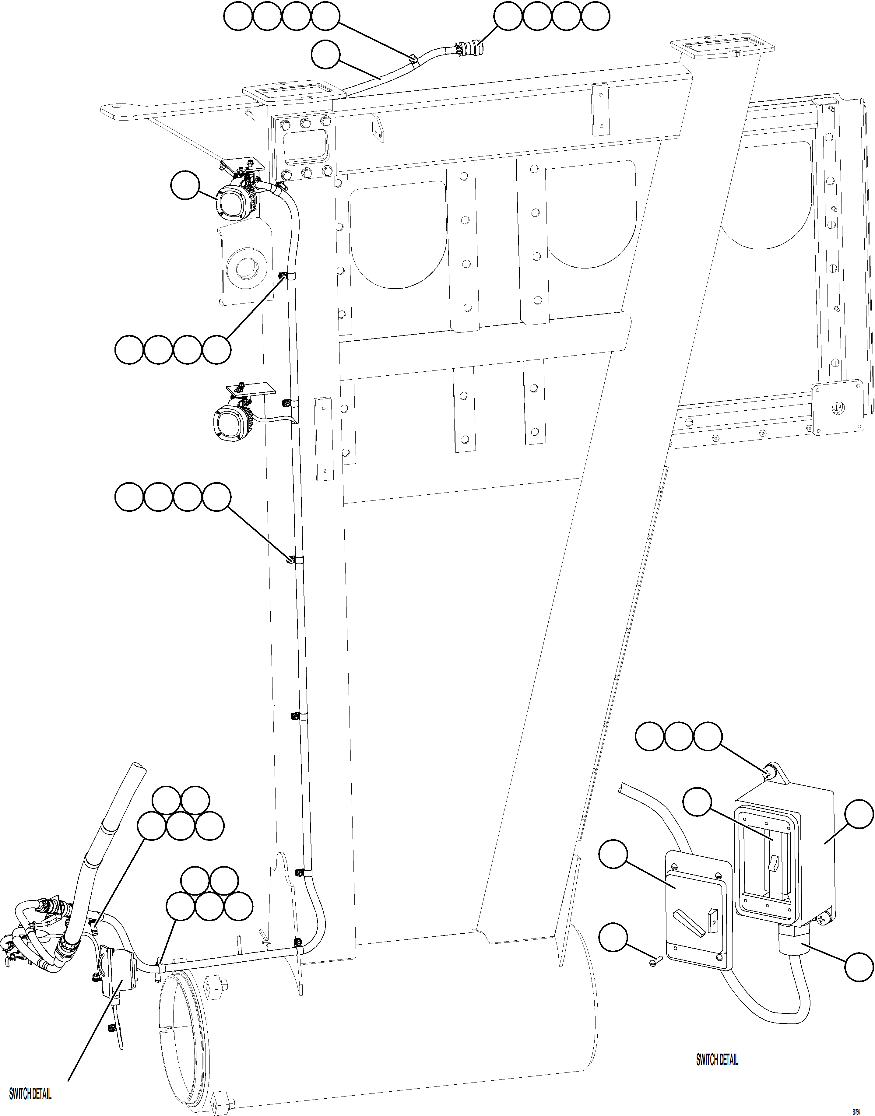 Komatsu parts book diagram for AFE75-M 980E-5 S/N A50044 - A50046, A50048  COPPER MOUNTAIN: RH ENGINE BAY LIGHTS & SWITCH
