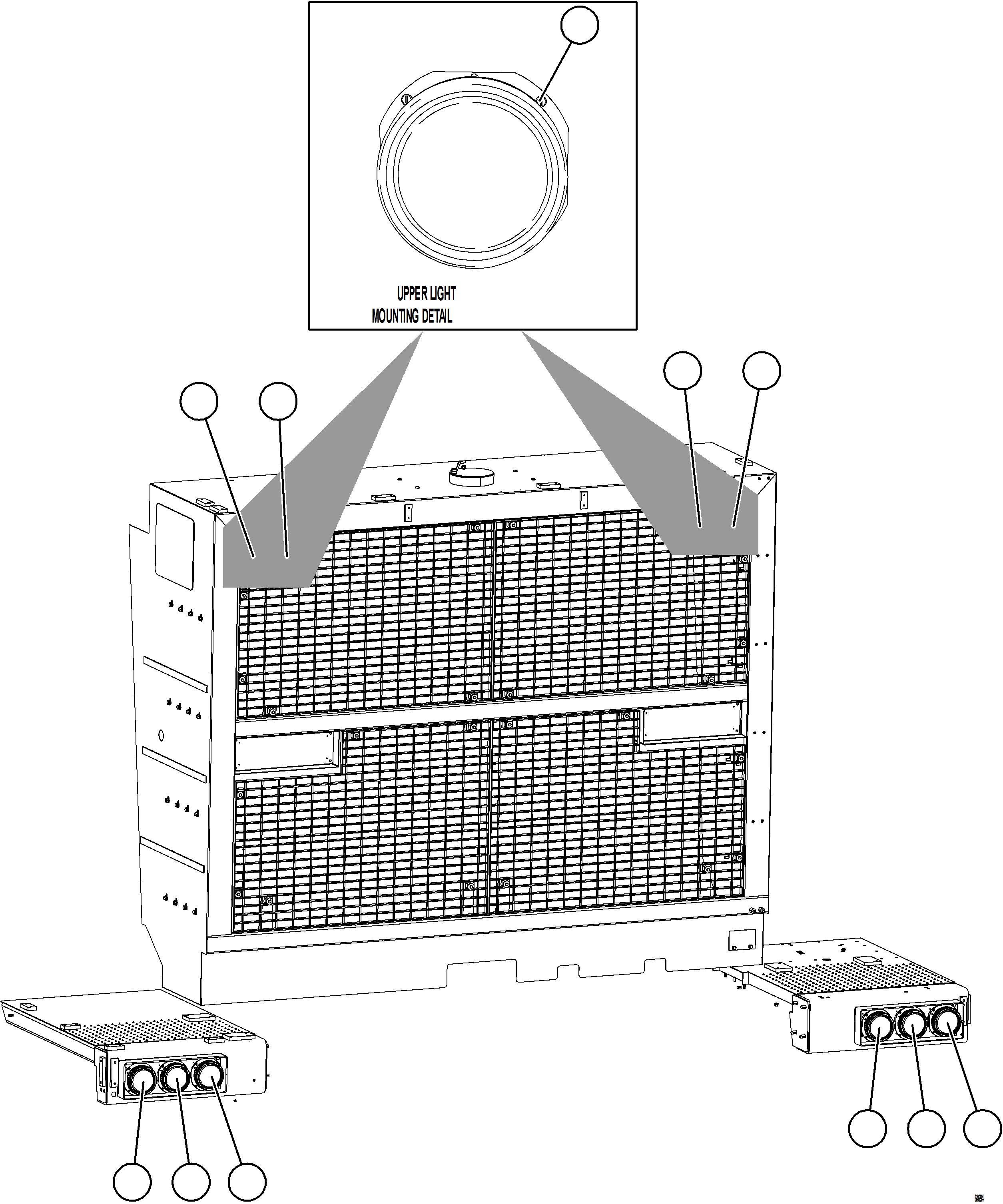 Komatsu parts book diagram for AFE75-M 980E-5 S/N A50044 - A50046, A50048  COPPER MOUNTAIN: HEADLIGHTS & FOG LIGHTS