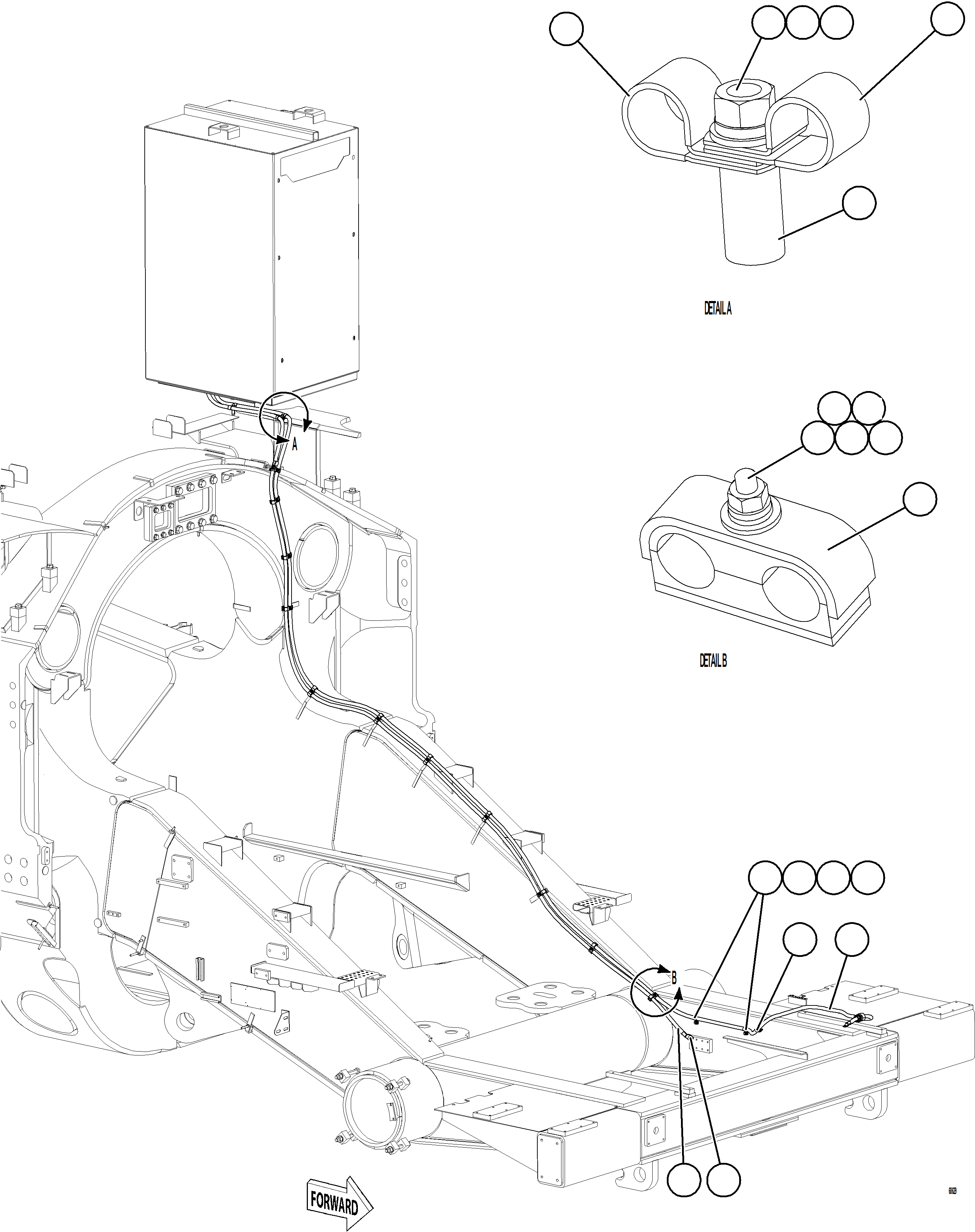Komatsu parts book diagram for AFE75-M 980E-5 S/N A50044 - A50046, A50048  COPPER MOUNTAIN: AUXILIARY CONTROL CABINET POWER CABLES