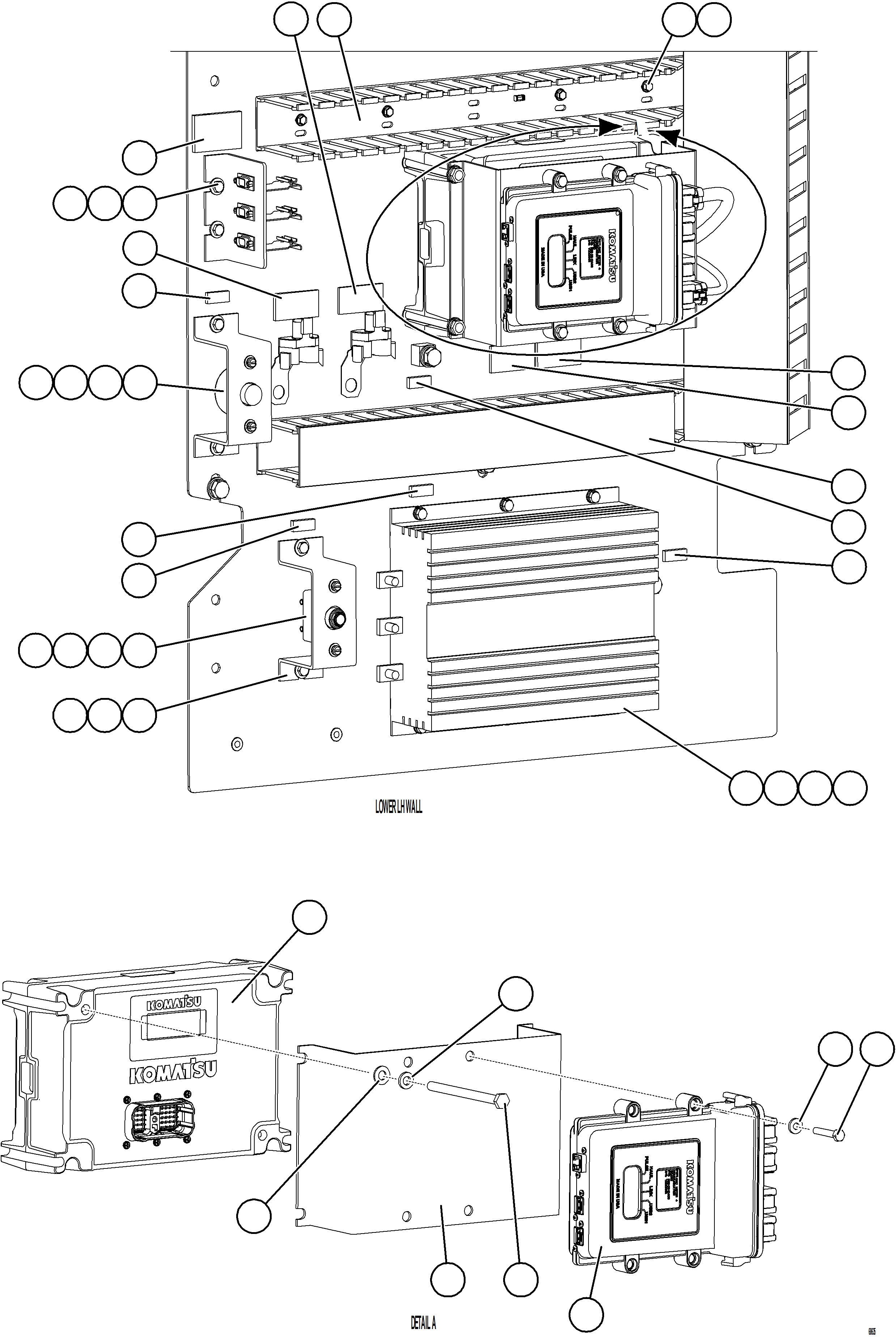Komatsu parts book diagram for AFE75-M 980E-5 S/N A50044 - A50046, A50048  COPPER MOUNTAIN: AUXILIARY CONTROL CABINET - LH WALL    2/2