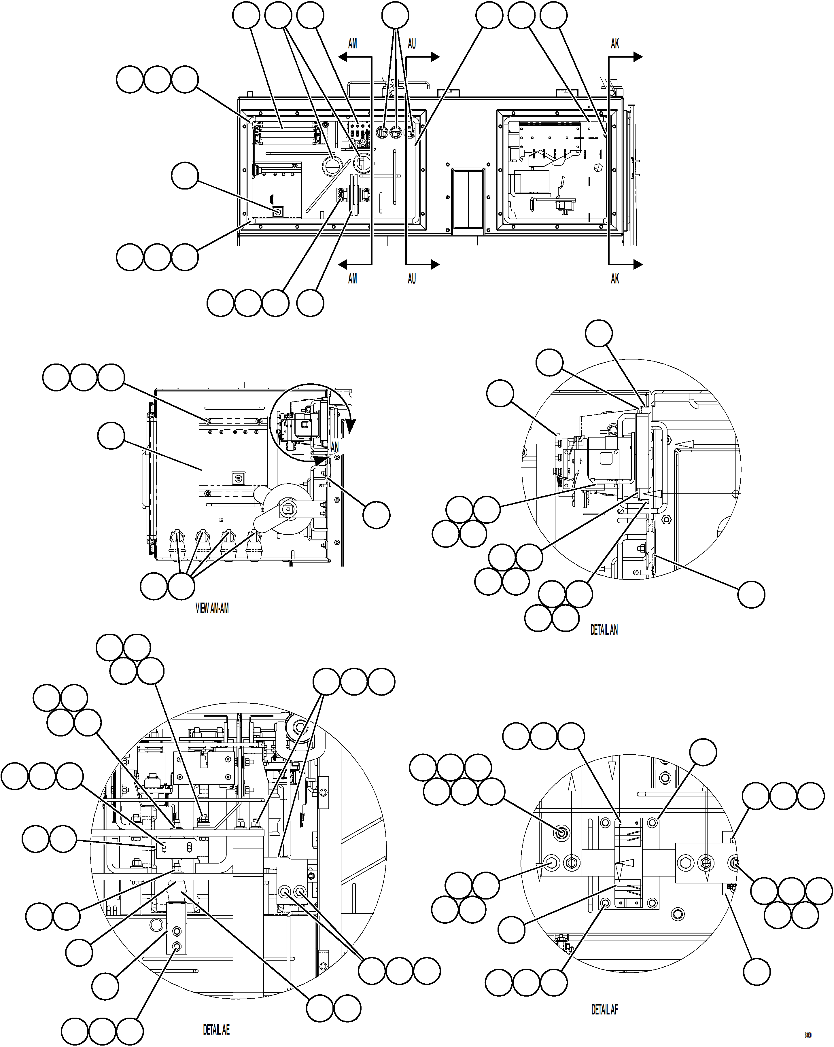 Komatsu parts book diagram for AFE75-M 980E-5 S/N A50044 - A50046, A50048  COPPER MOUNTAIN: CONTROL CABINET    8/15    58B-43-01001