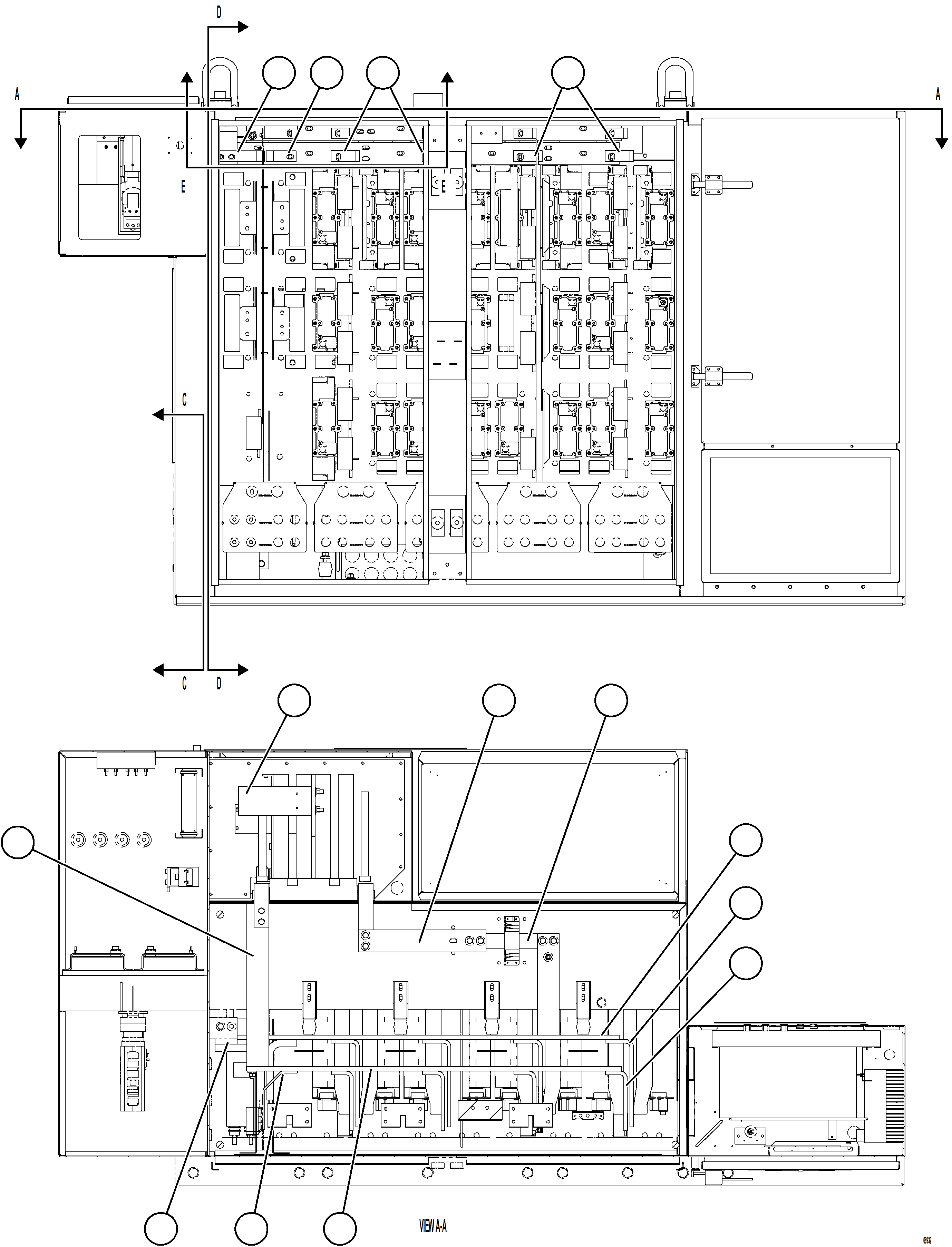Komatsu parts book diagram for AFE75-M 980E-5 S/N A50044 - A50046, A50048  COPPER MOUNTAIN: CONTROL CABINET    10/15    58B-43-01001