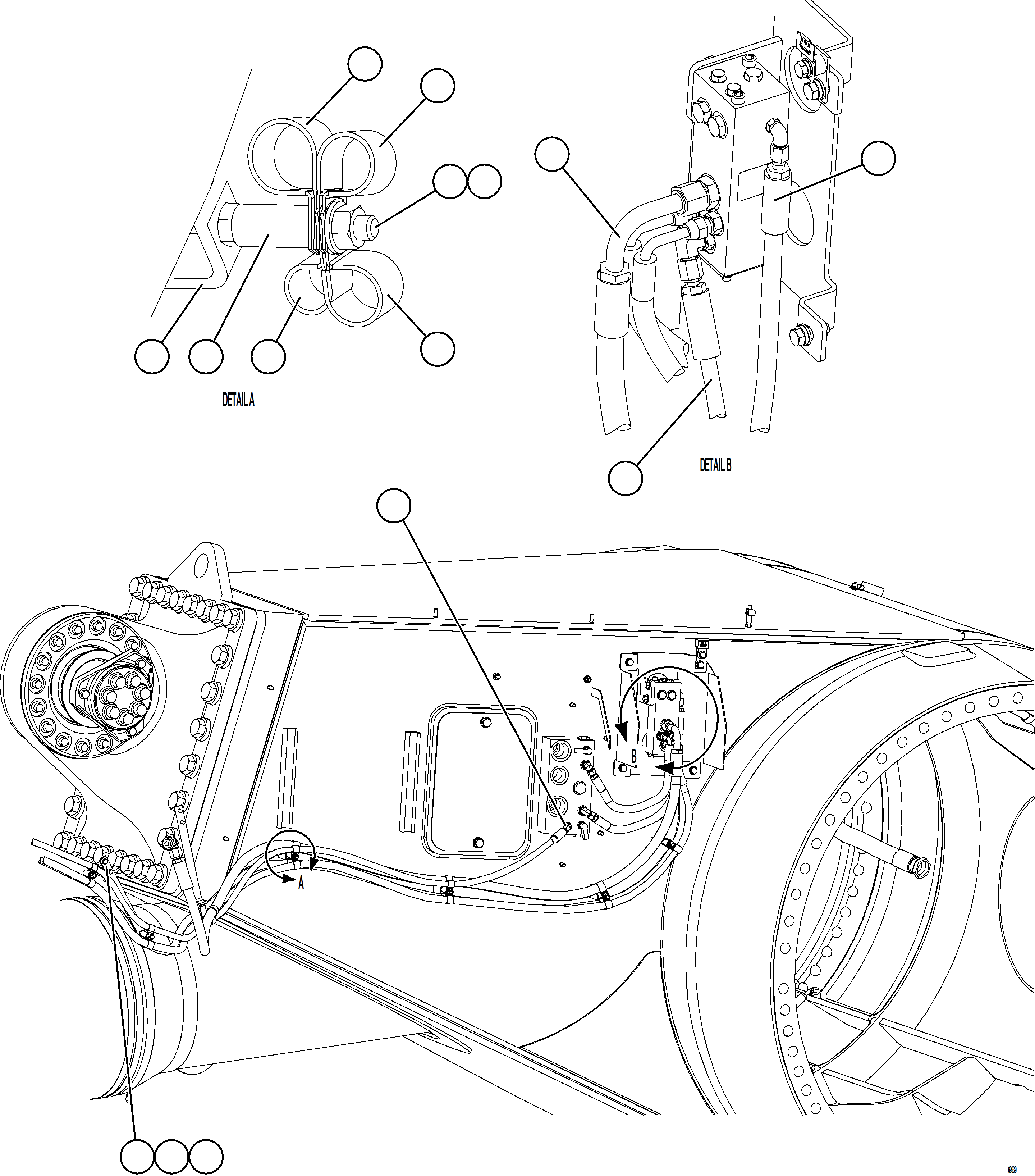 Komatsu parts book diagram for AFE75-M 980E-5 S/N A50044 - A50046, A50048  COPPER MOUNTAIN: REAR BRAKE APPLY PIPING    1/3