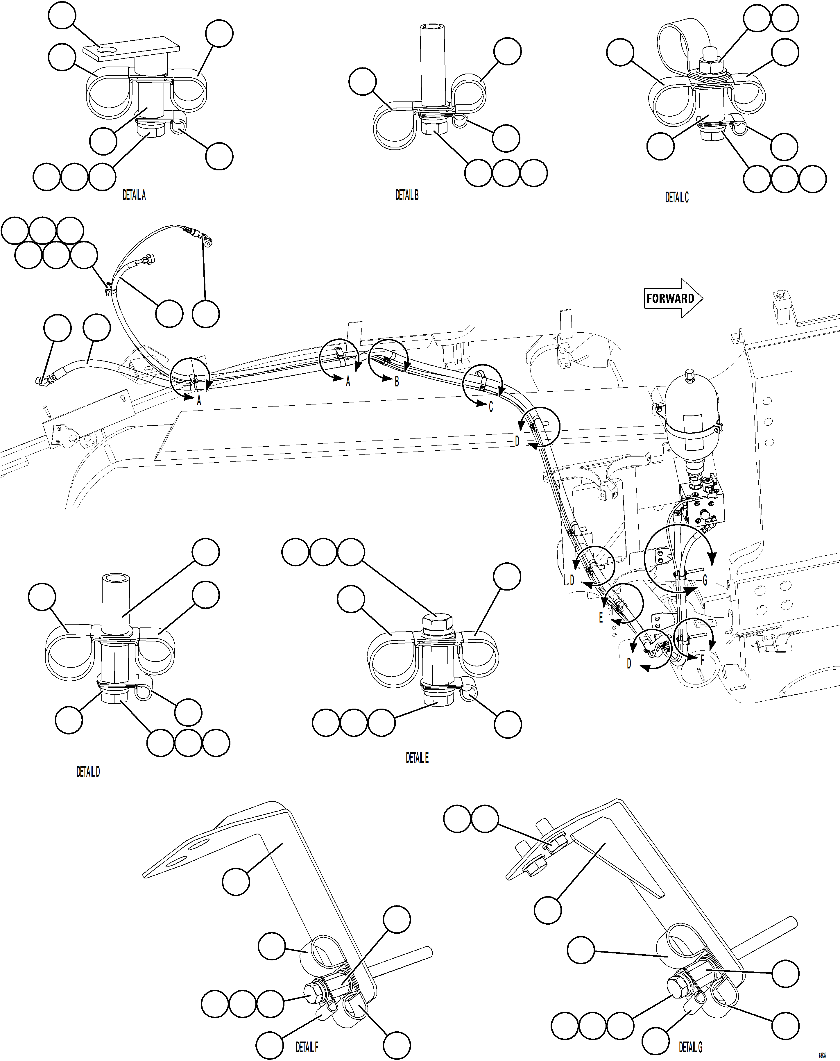 Komatsu parts book diagram for AFE75-M 980E-5 S/N A50044 - A50046, A50048  COPPER MOUNTAIN: AUXILIARY HYDRAULIC SYSTEM    1/2