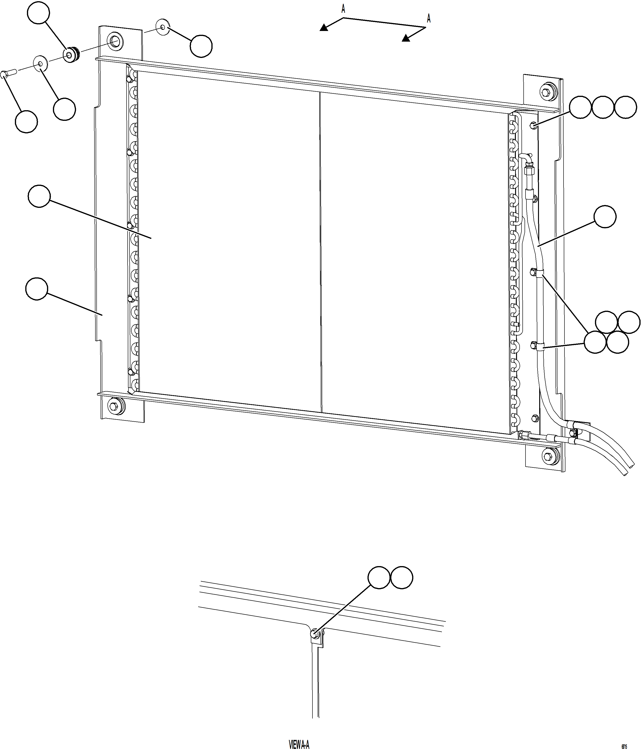 Komatsu parts book diagram for AFE75-M 980E-5 S/N A50044 - A50046, A50048  COPPER MOUNTAIN: A/C CONDENSER INSTALLATION    1/2