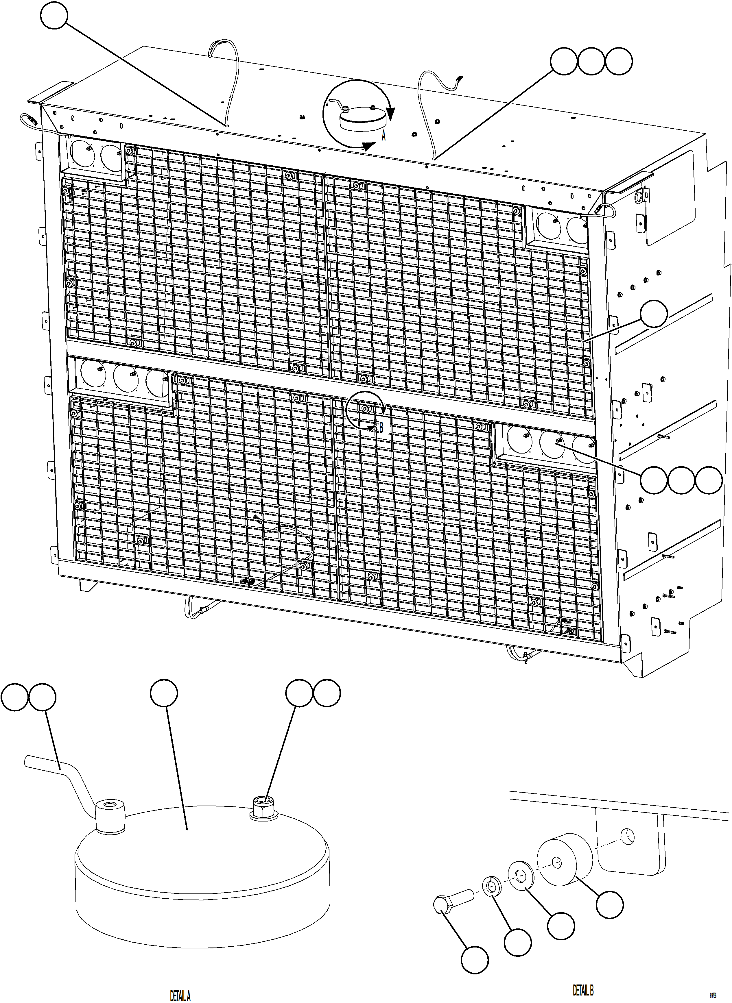 Komatsu parts book diagram for AFE75-M 980E-5 S/N A50044 - A50046, A50048  COPPER MOUNTAIN: GRILLE INSTALLATION