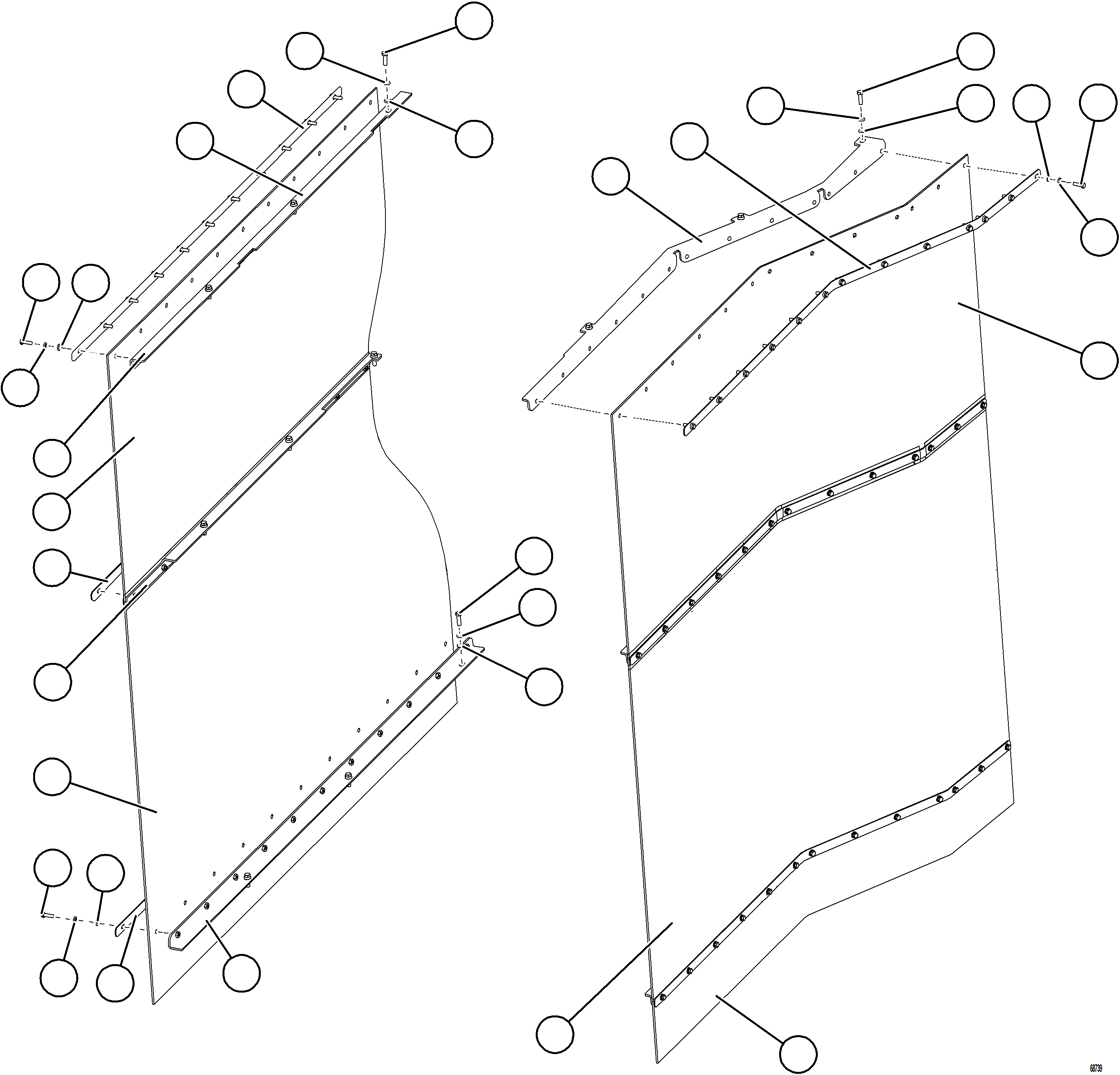 Komatsu parts book diagram for AFE75-M 980E-5 S/N A50044 - A50046, A50048  COPPER MOUNTAIN: FUEL TANK MUD FLAPS (OPTIONAL)