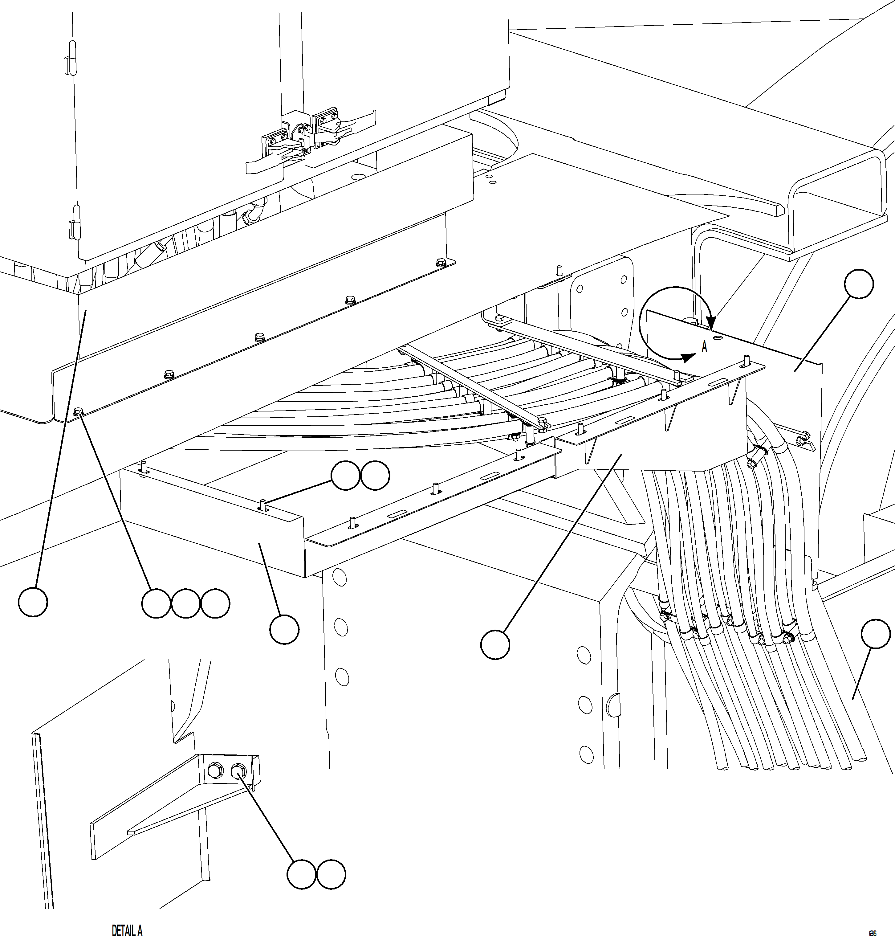 Komatsu parts book diagram for AFE75-M 980E-5 S/N A50044 - A50046, A50048  COPPER MOUNTAIN: HYDRAULIC HOSE SHIELDS