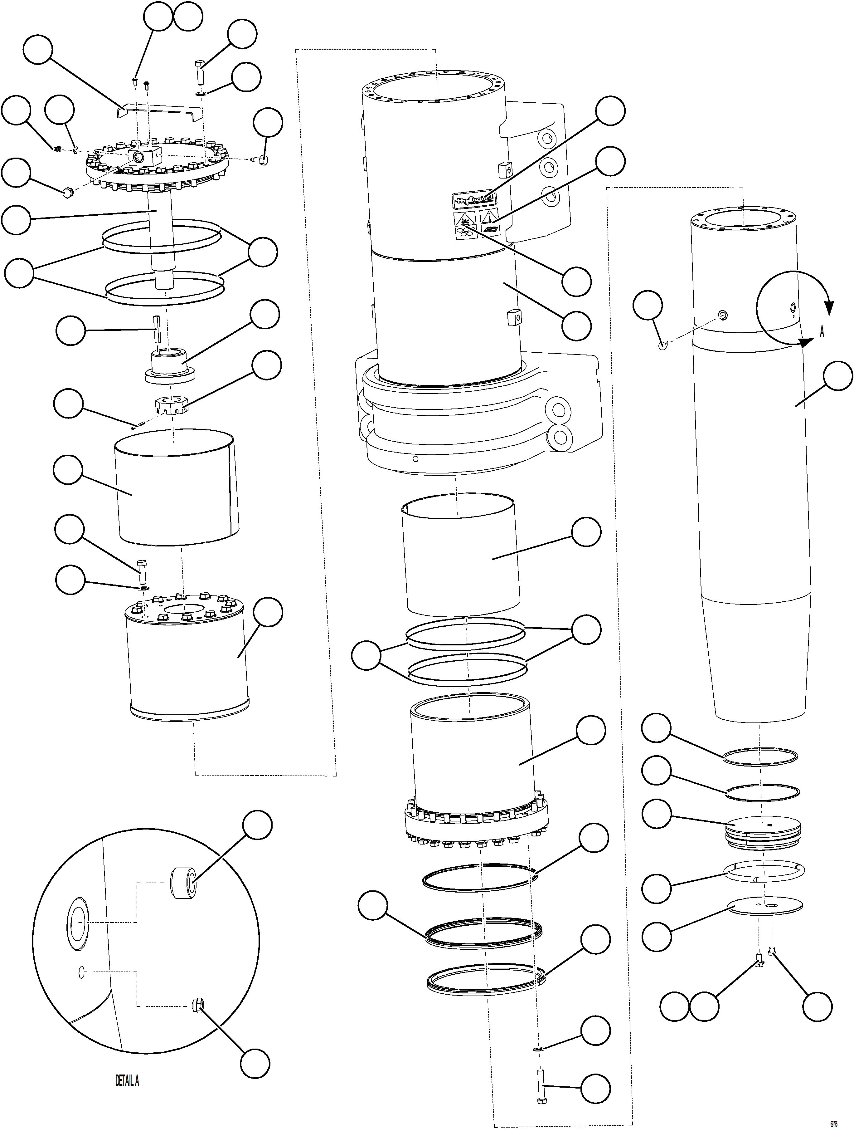 Komatsu parts book diagram for AFE75-M 980E-5 S/N A50044 - A50046, A50048  COPPER MOUNTAIN: FRONT SUSPENSION ASSEMBLY  (CW)   58B-50-10000