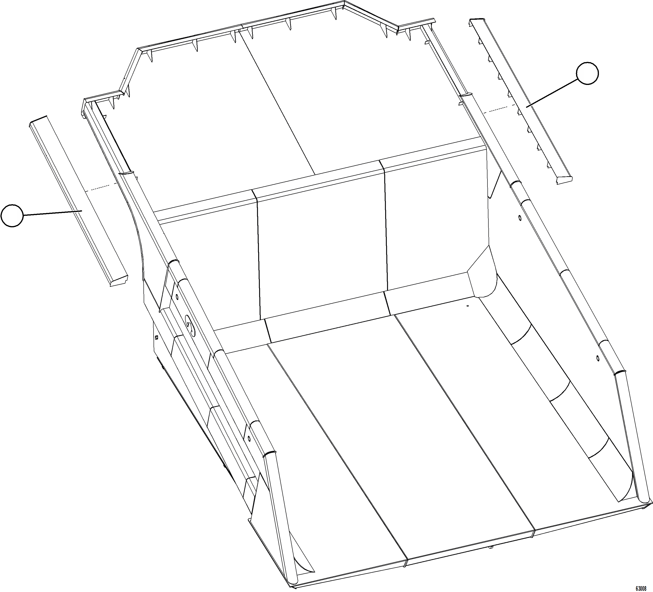 Komatsu parts book diagram for AFE75-M 980E-5 S/N A50044 - A50046, A50048  COPPER MOUNTAIN: DUMP BODY EYEBROWS
