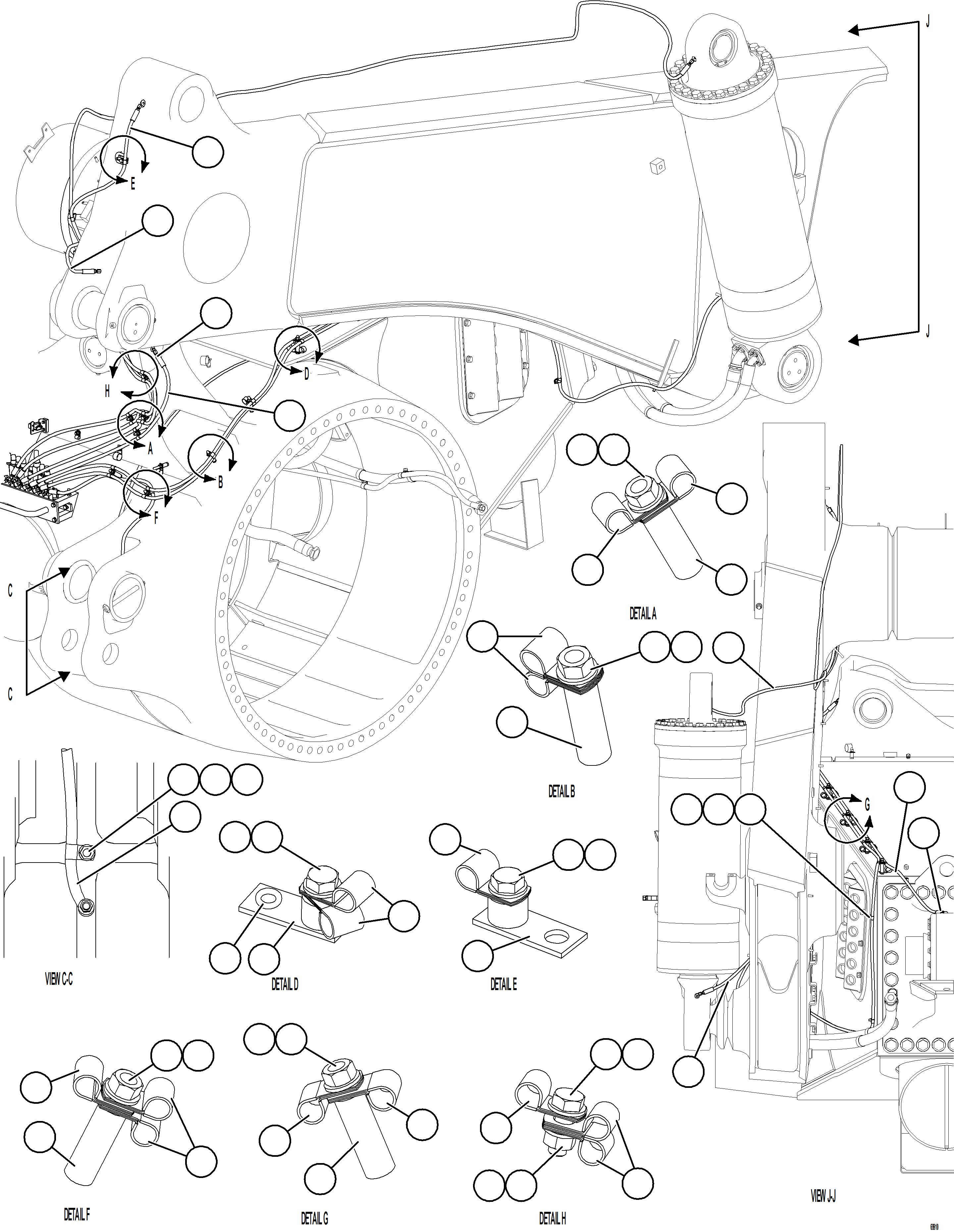 Komatsu parts book diagram for AFE75-M 980E-5 S/N A50044 - A50046, A50048  COPPER MOUNTAIN: AUTOMATIC LUBRICATION SYSTEM PIPING - REAR    3/3