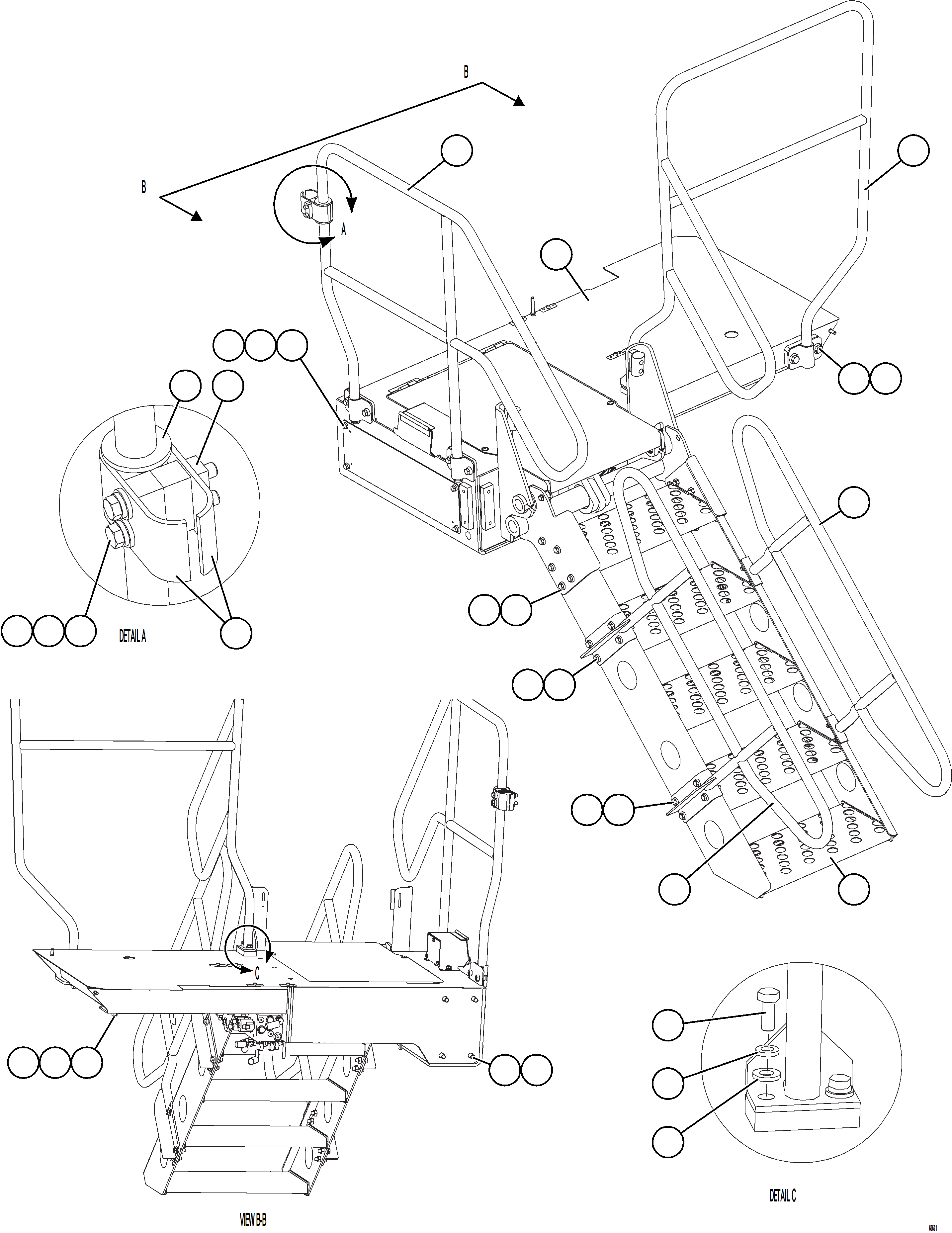 Komatsu parts book diagram for AFE75-M 980E-5 S/N A50044 - A50046, A50048  COPPER MOUNTAIN: RETRACTABLE LADDER INSTALLATION