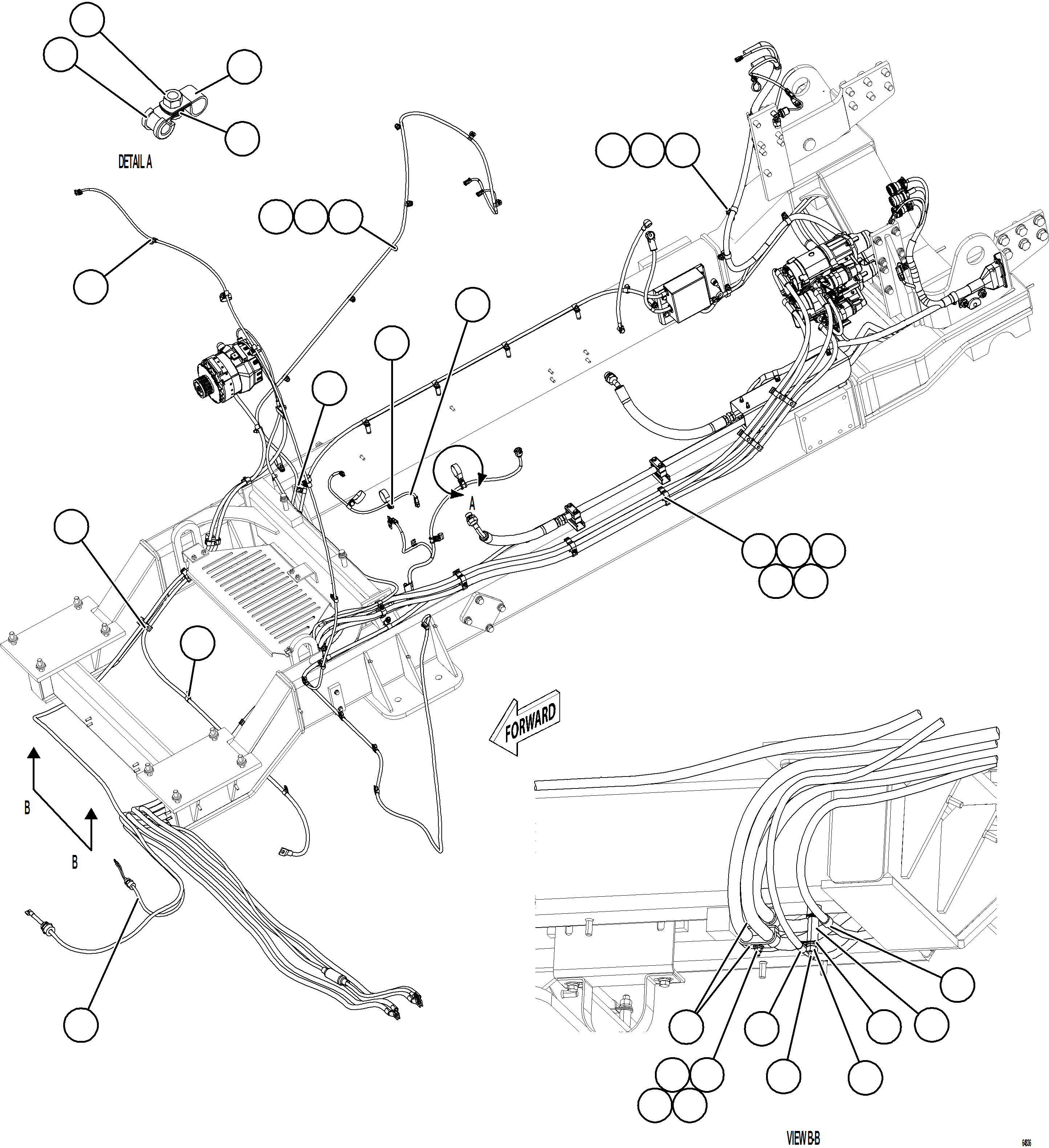 Komatsu parts book diagram for AFE75-R 980E-5 S/N A50054 - A50057  SPENCE: CRANKING MOTOR WIRING    1/3