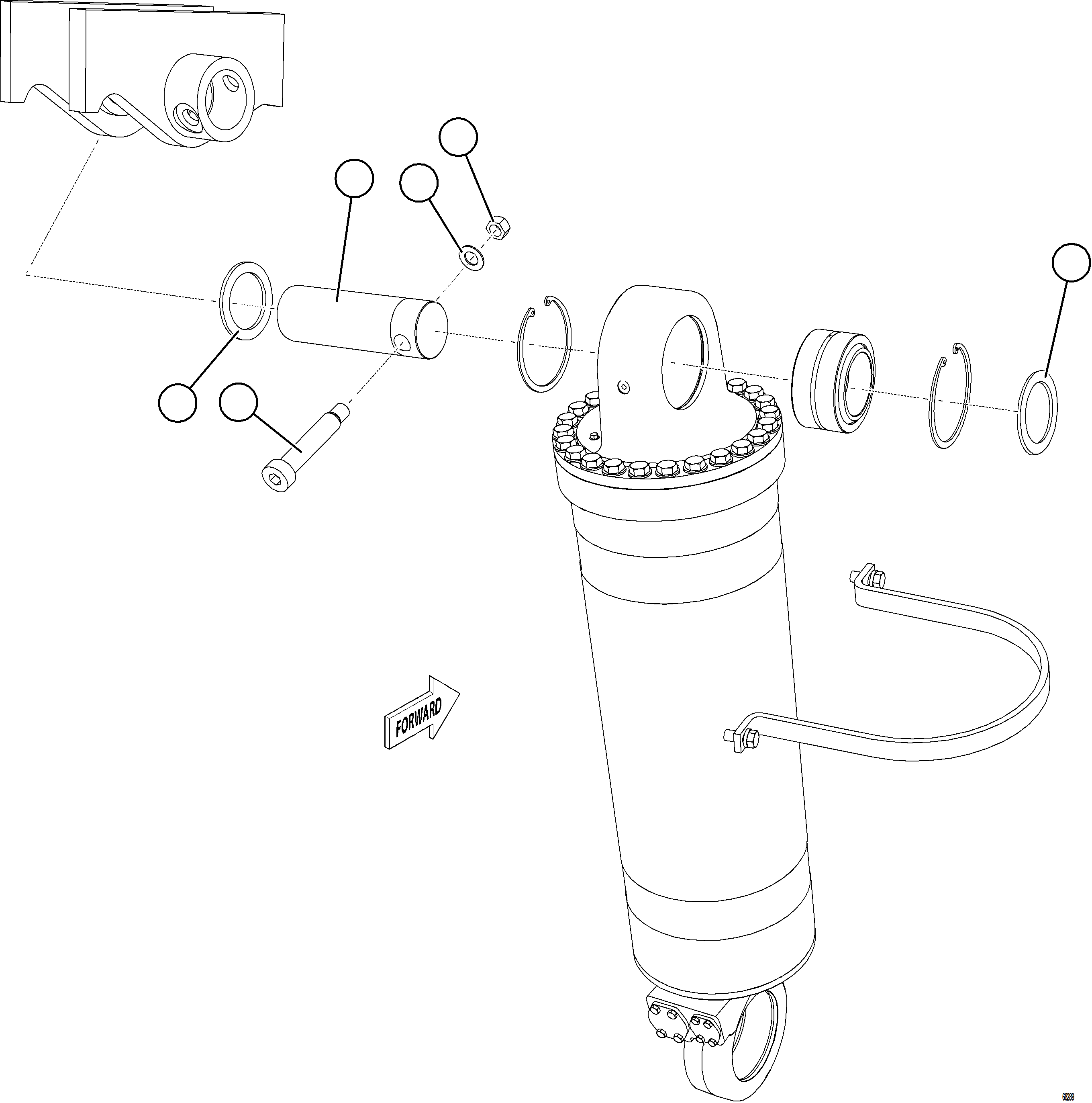 Komatsu parts book diagram for AFE75-R 980E-5 S/N A50054 - A50057  SPENCE: HOIST CYLINDER INSTALLATION - TOP
