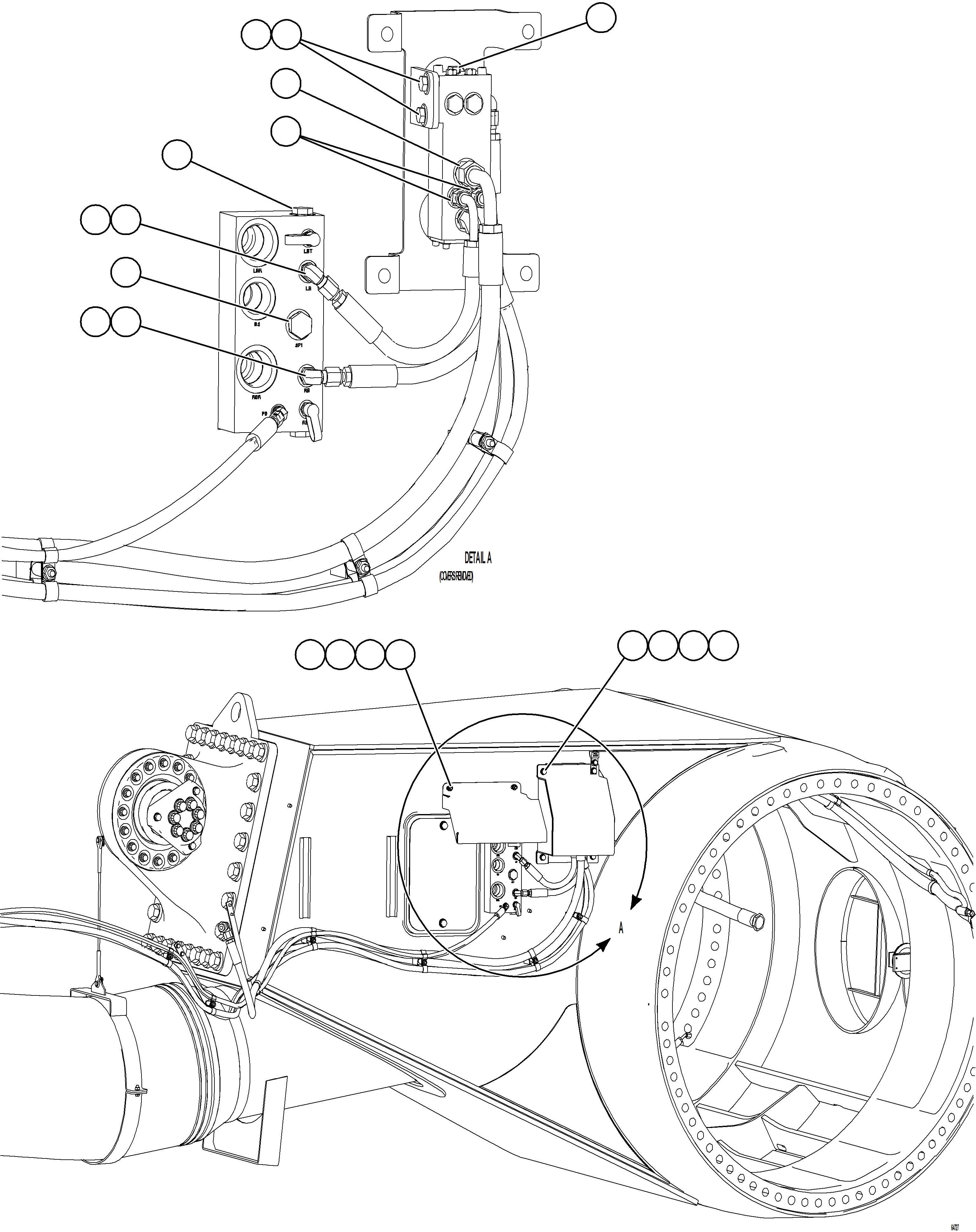 Komatsu parts book diagram for AFE75-R 980E-5 S/N A50054 - A50057  SPENCE: REAR BRAKE APPLY PIPING    3/3