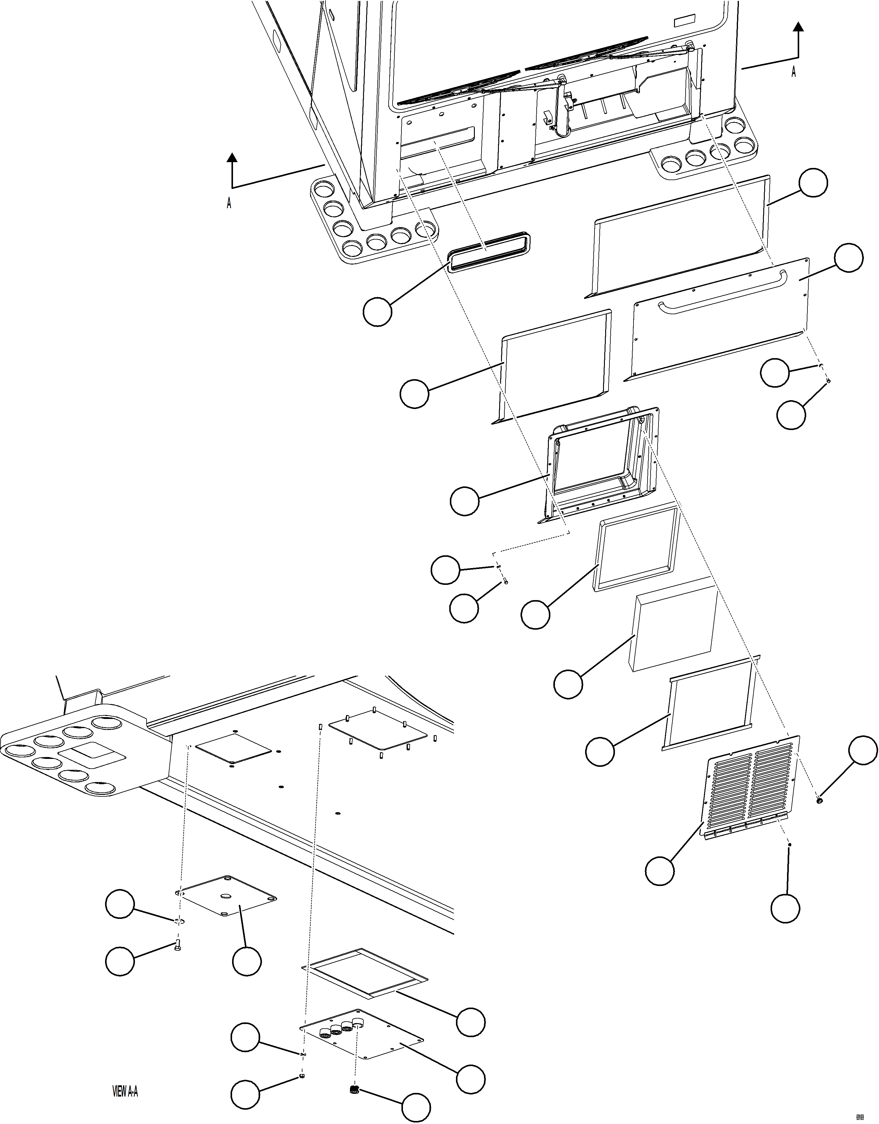 Komatsu parts book diagram for AFE75-R 980E-5 S/N A50054 - A50057  SPENCE: CAB EXTERNAL COVERS    1/2