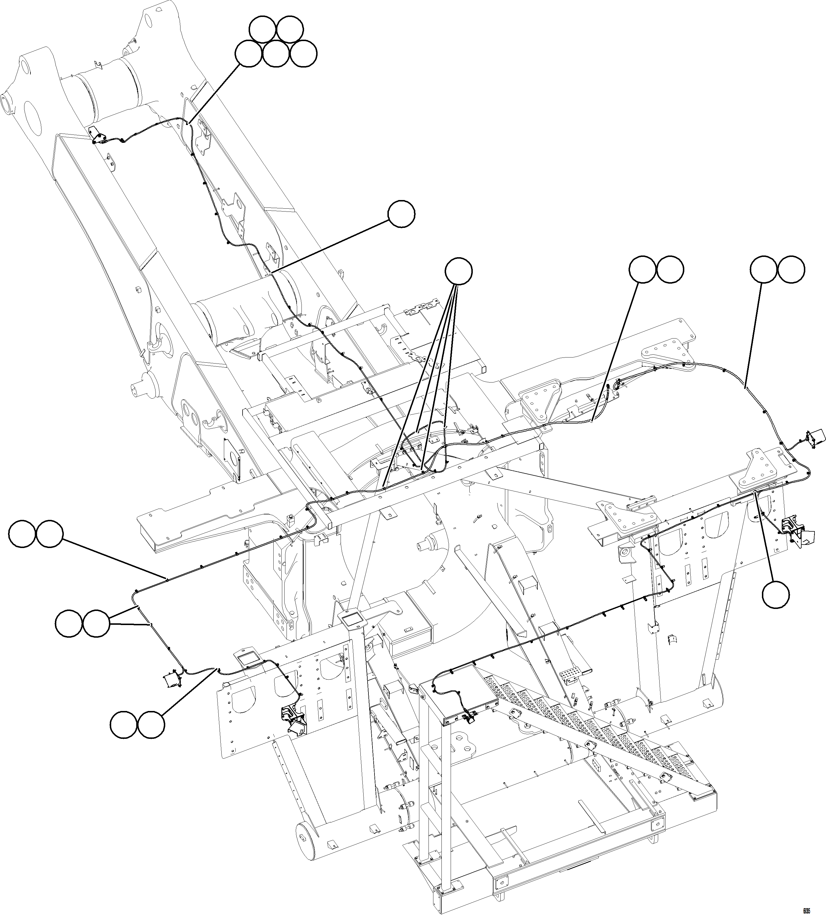 Komatsu parts book diagram for AFE75-R 980E-5 S/N A50054 - A50057  SPENCE: KOMVISION CAMERA HARNESS ROUTING