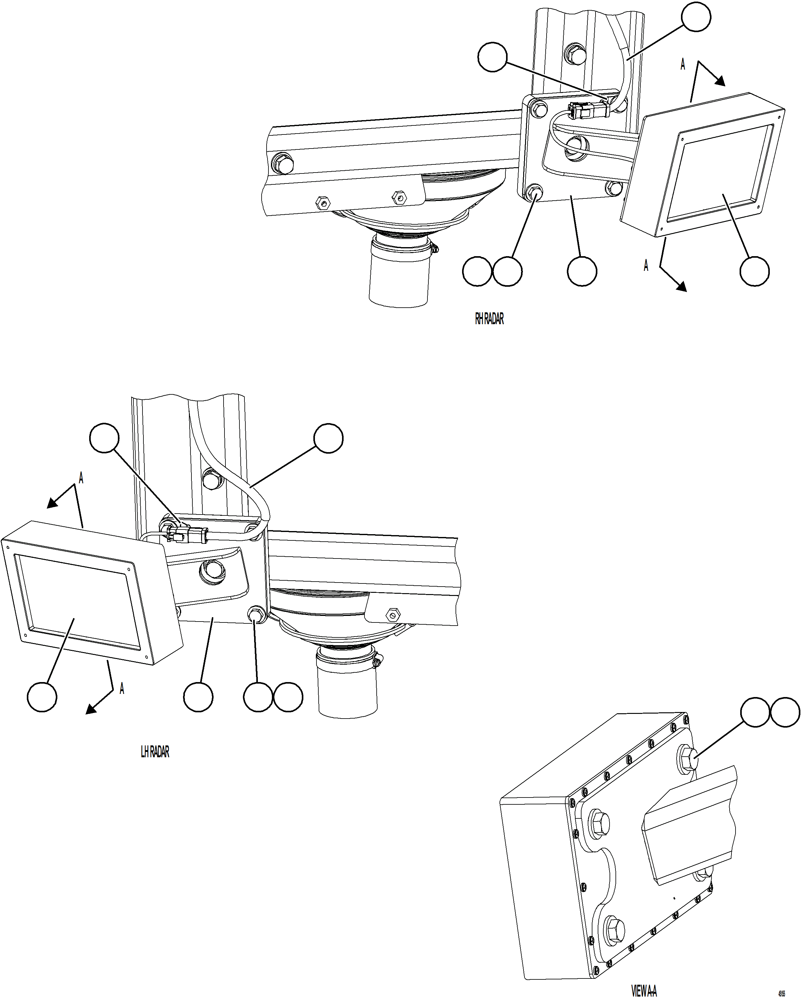 Komatsu parts book diagram for AFE75-R 980E-5 S/N A50054 - A50057  SPENCE: KOMVISION RADAR INSTALLATION - SIDES