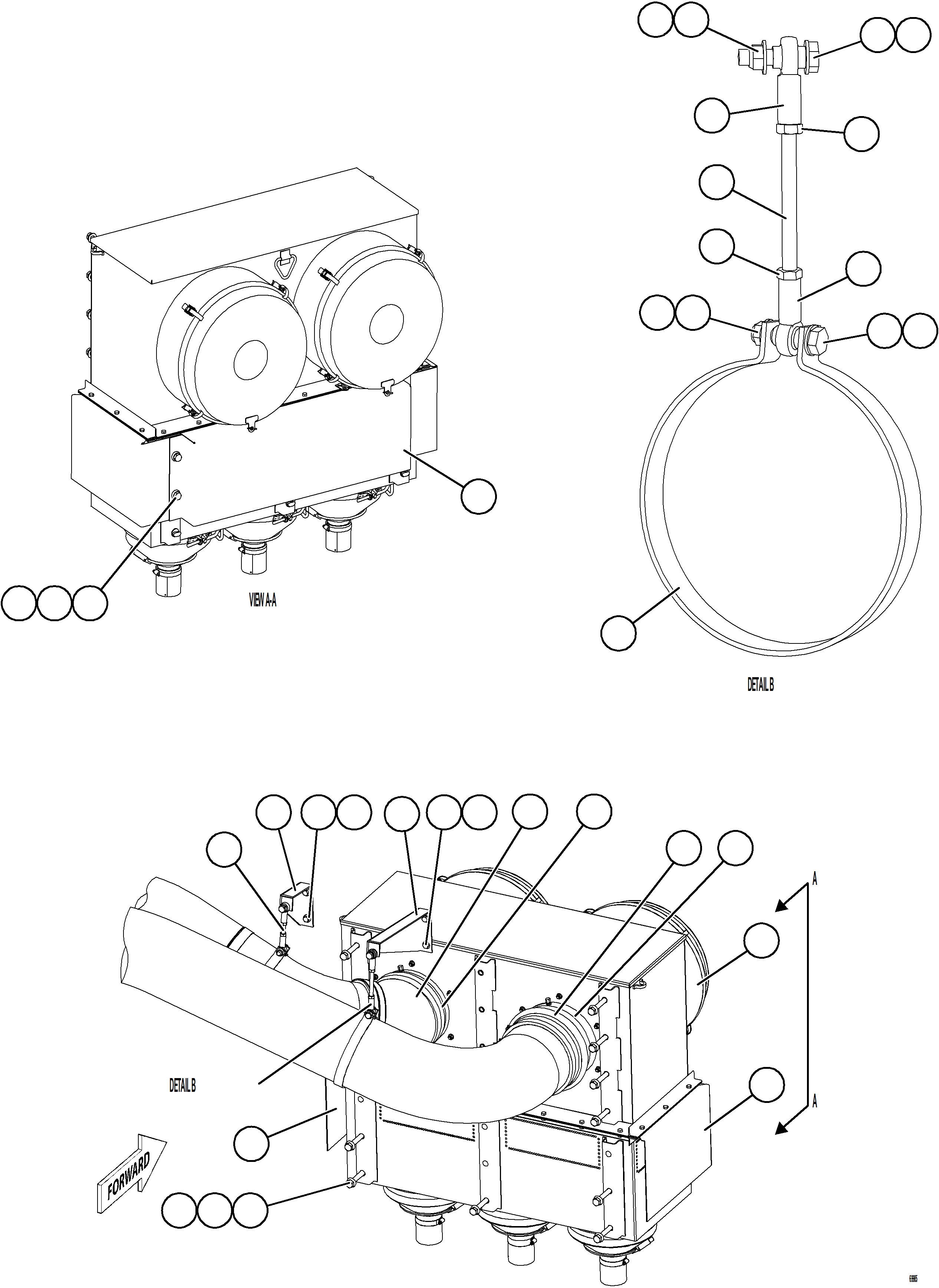Komatsu parts book diagram for AFE77-AB 830E-5 S/N A50077 - A50078  DOWNER EDI: AIR CLEANER PIPING & INSTALLATION - RH    1/2