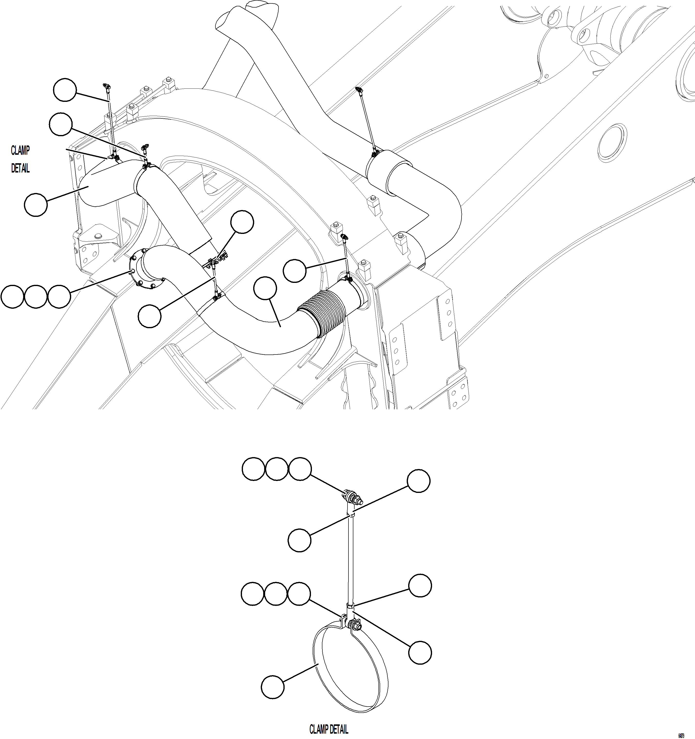 Komatsu parts book diagram for AFE77-AB 830E-5 S/N A50077 - A50078  DOWNER EDI: EXHAUST PIPING - FRONT