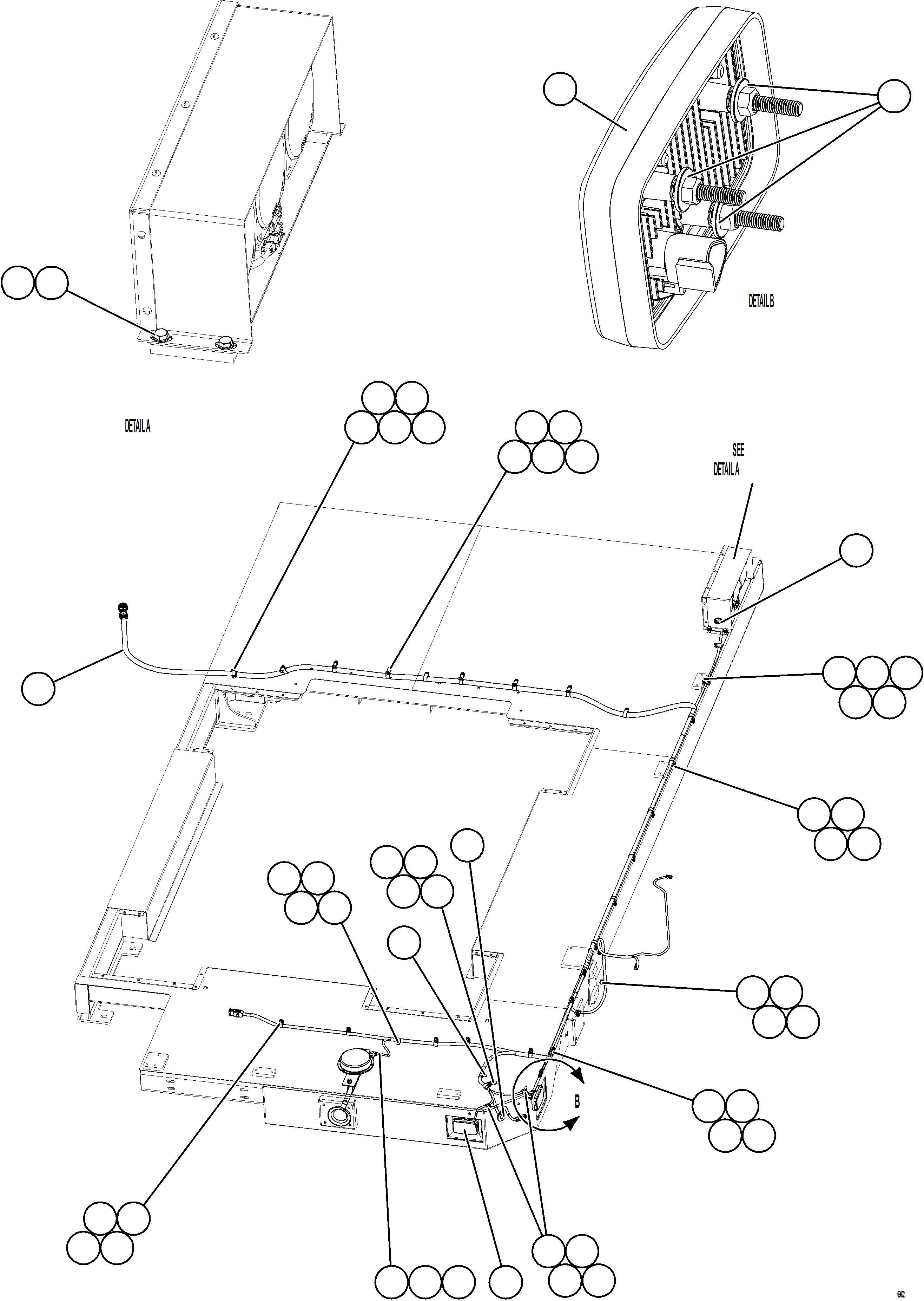 Komatsu parts book diagram for AFE77-AB 830E-5 S/N A50077 - A50078  DOWNER EDI: LH DECK WIRING HARNESS & LIGHTS