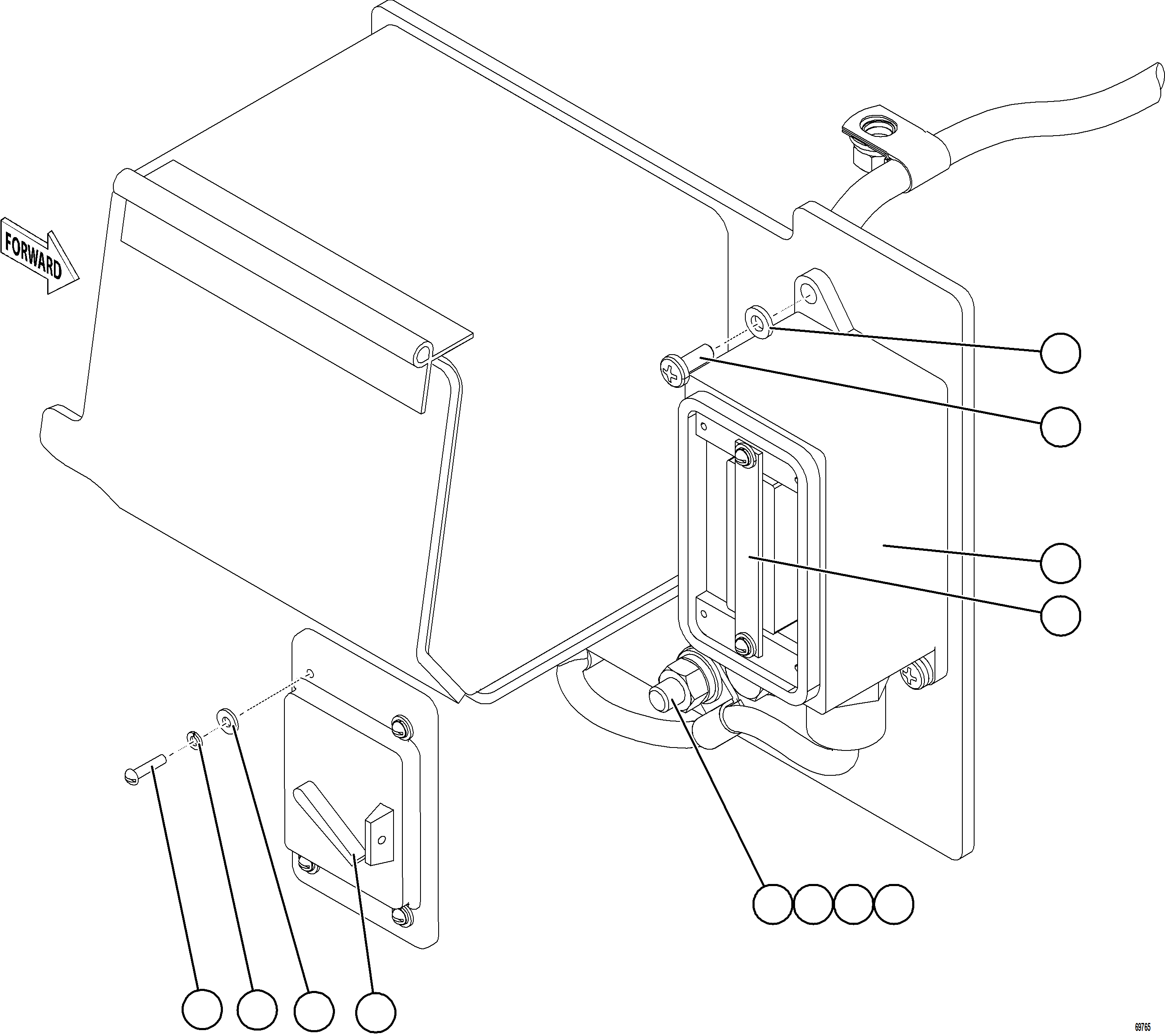 Komatsu parts book diagram for AFE77-AB 830E-5 S/N A50077 - A50078  DOWNER EDI: GROUND LEVEL LADDER LIGHTS SWITCH