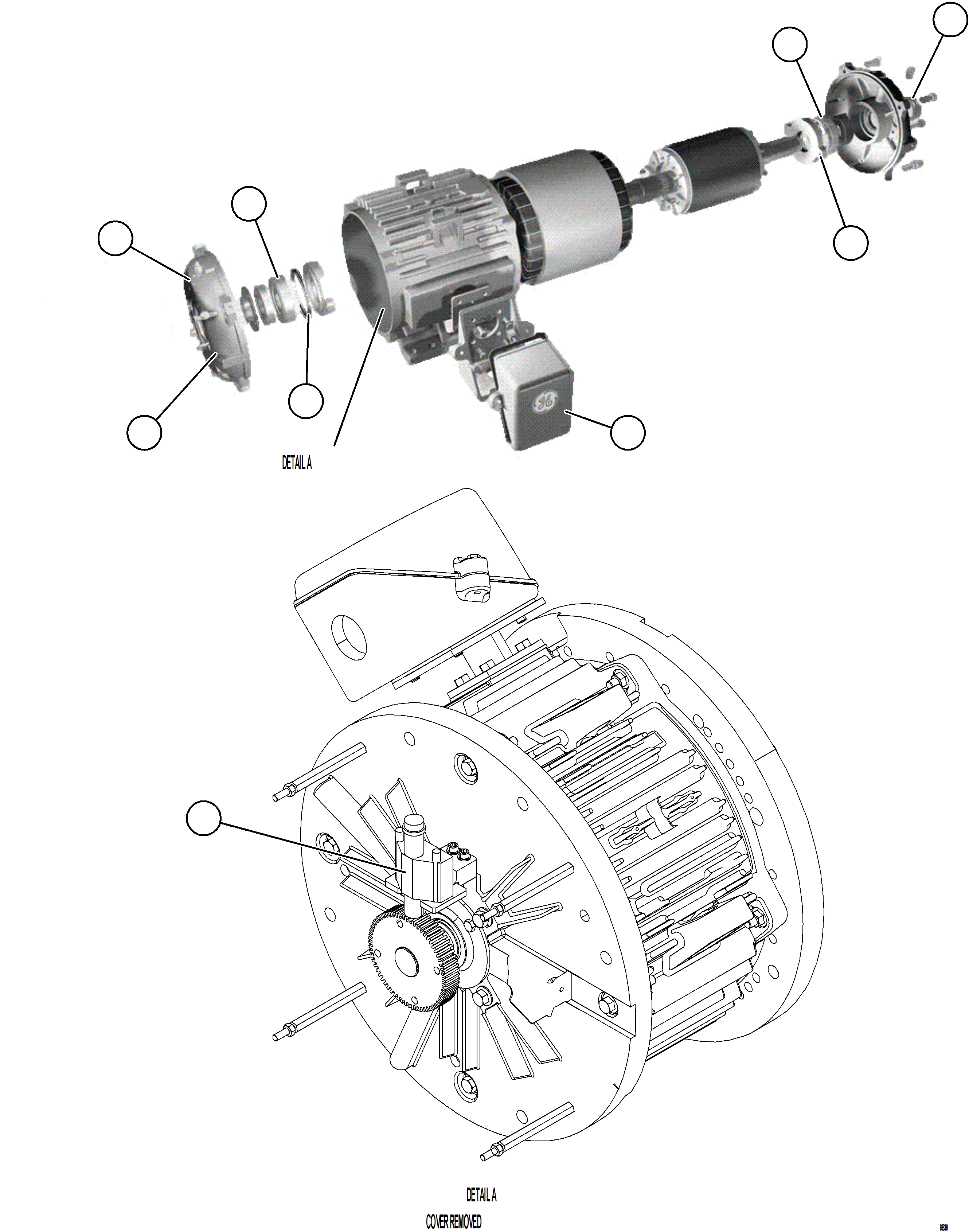Komatsu parts book diagram for AFE77-AB 830E-5 S/N A50077 - A50078  DOWNER EDI: AUXILIARY BLOWER MOTOR    58F-02-04110