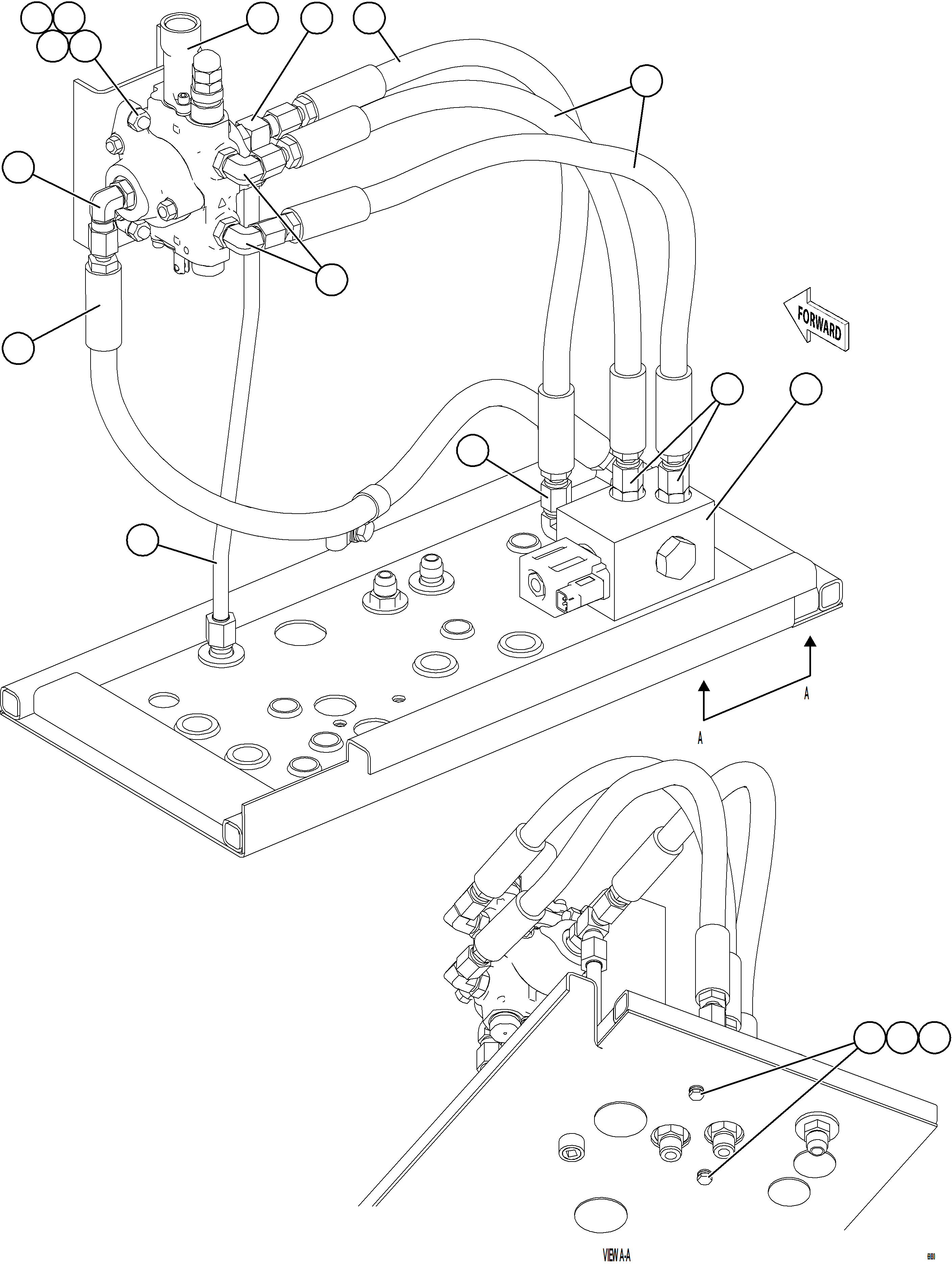 Komatsu parts book diagram for AFE77-AB 830E-5 S/N A50077 - A50078  DOWNER EDI: HOIST PILOT VALVE PIPING