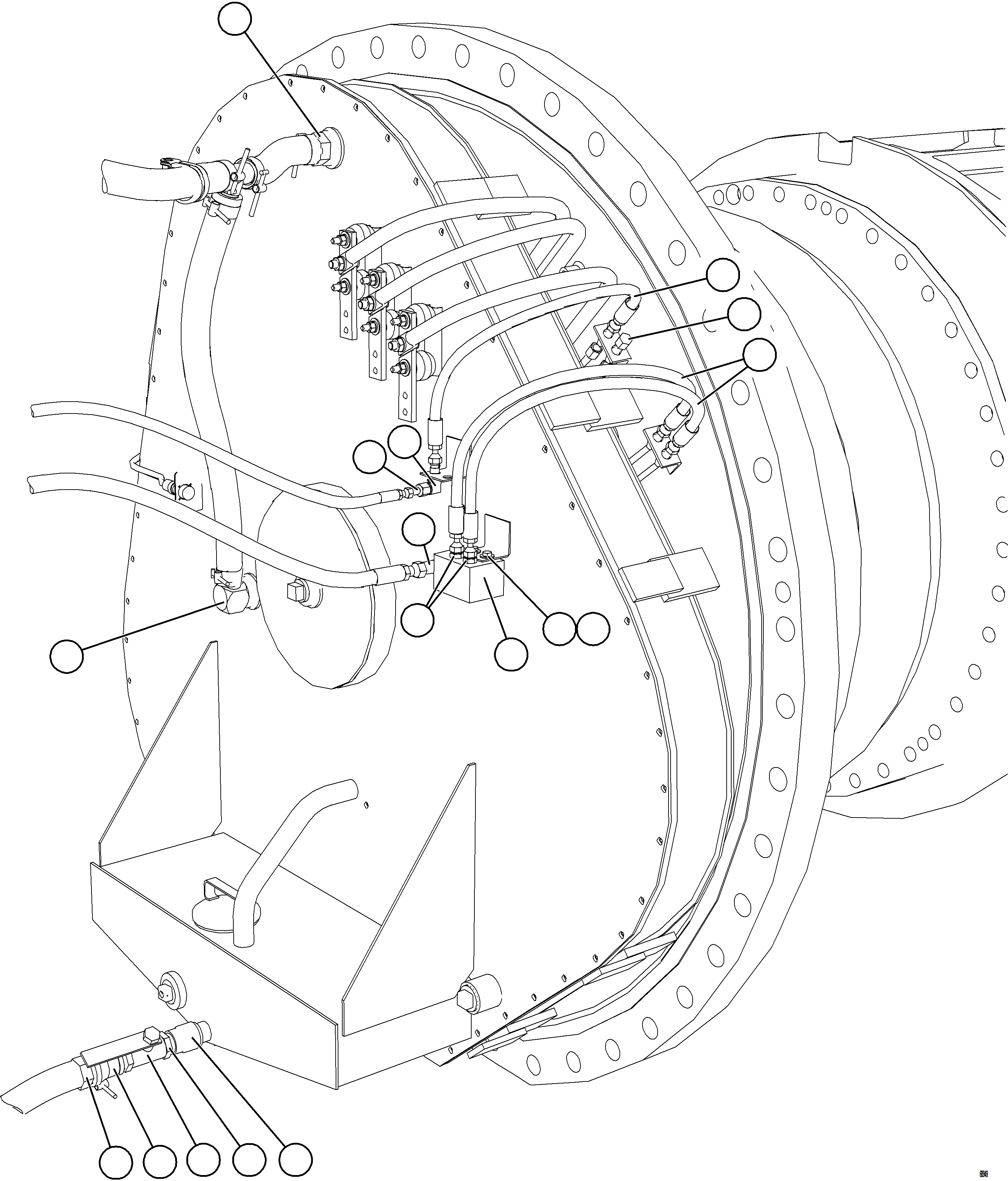 Komatsu parts book diagram for AFE77-AB 830E-5 S/N A50077 - A50078  DOWNER EDI: REAR BRAKE APPLY PIPING    3/3