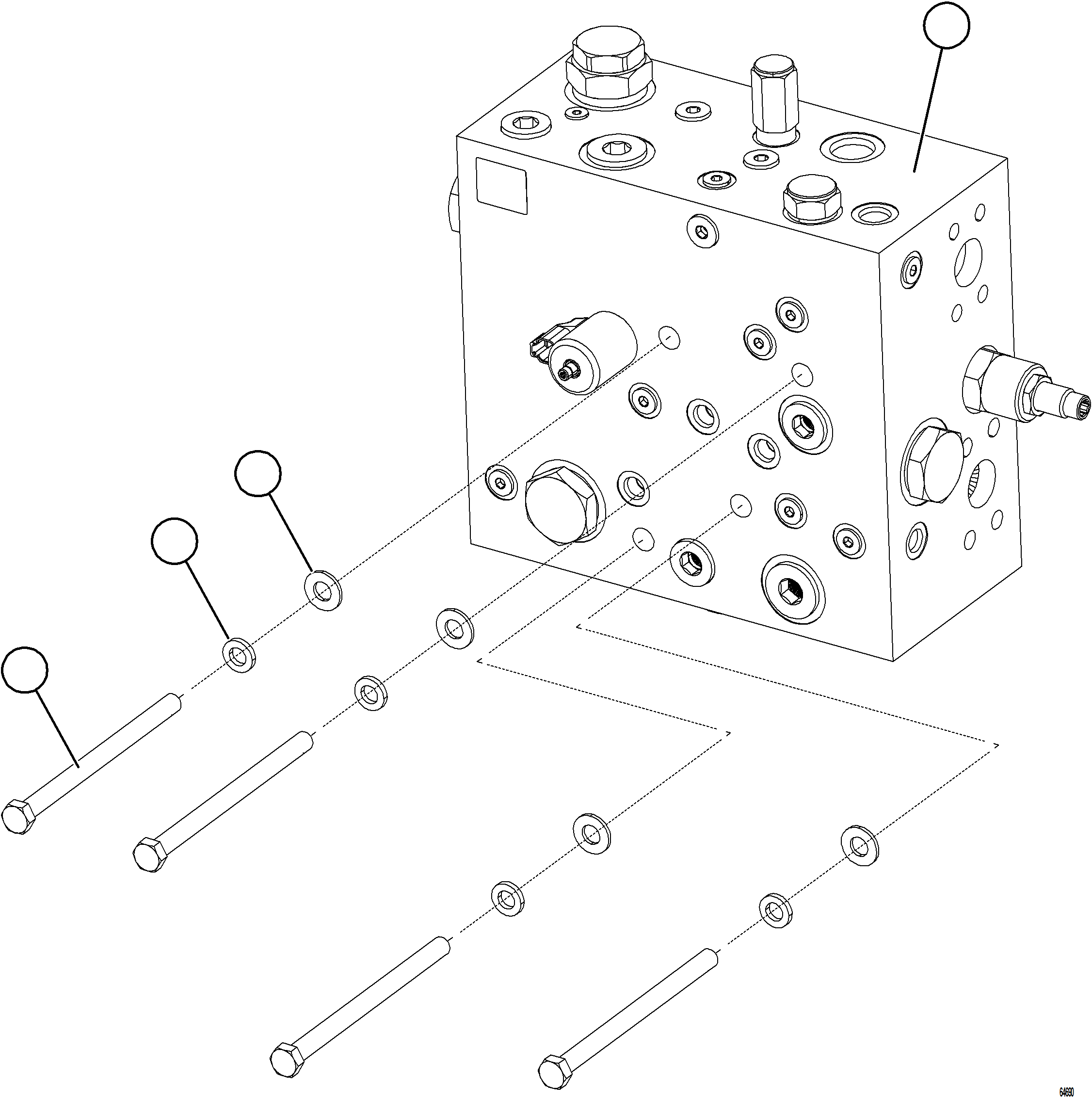 Komatsu parts book diagram for AFE77-AB 830E-5 S/N A50077 - A50078  DOWNER EDI: STEERING BLEEDDOWN MANIFOLD INSTALLATION