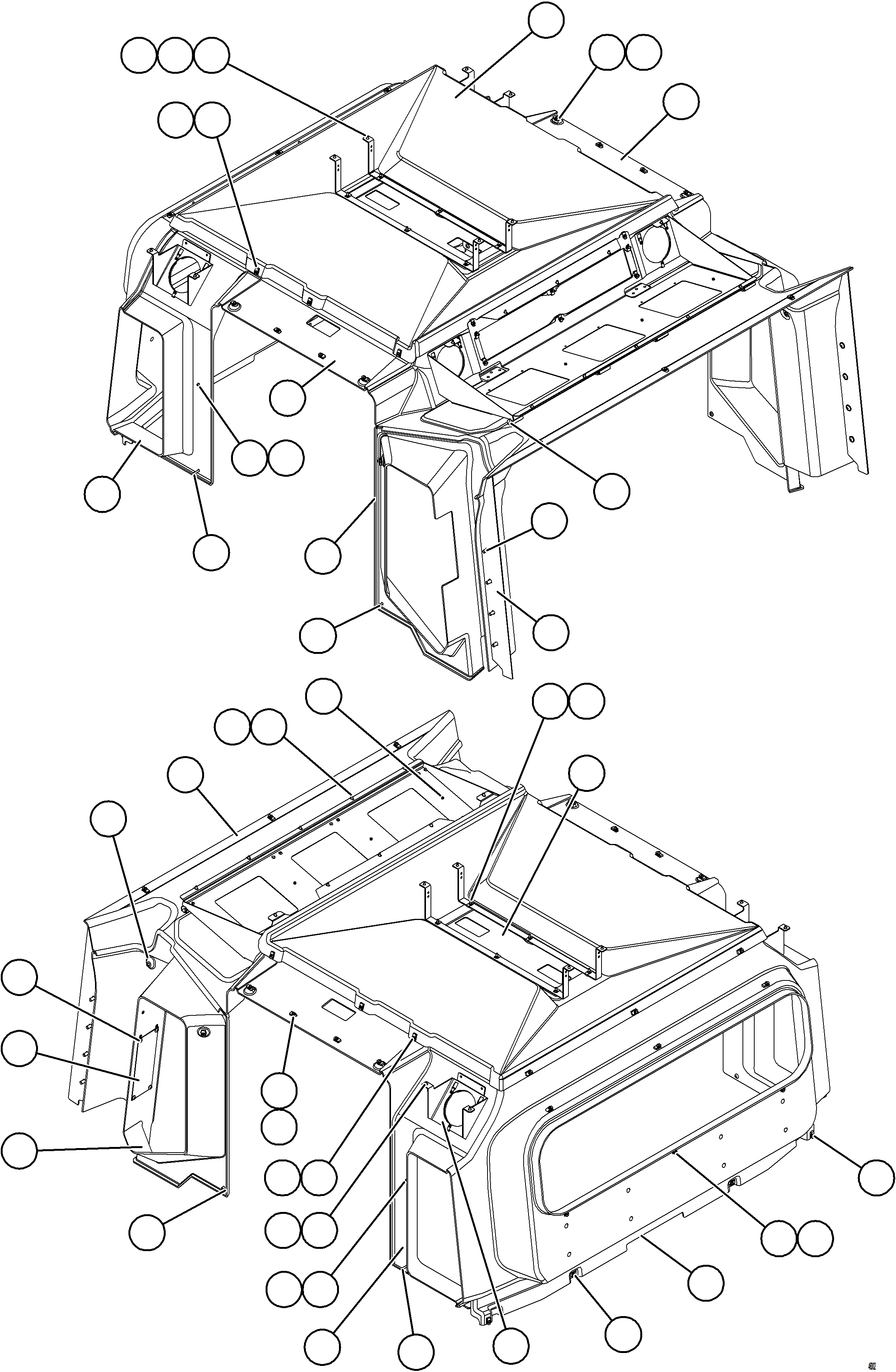 Komatsu parts book diagram for AFE77-AB 830E-5 S/N A50077 - A50078  DOWNER EDI: CAB INTERIOR TRIM    1/2