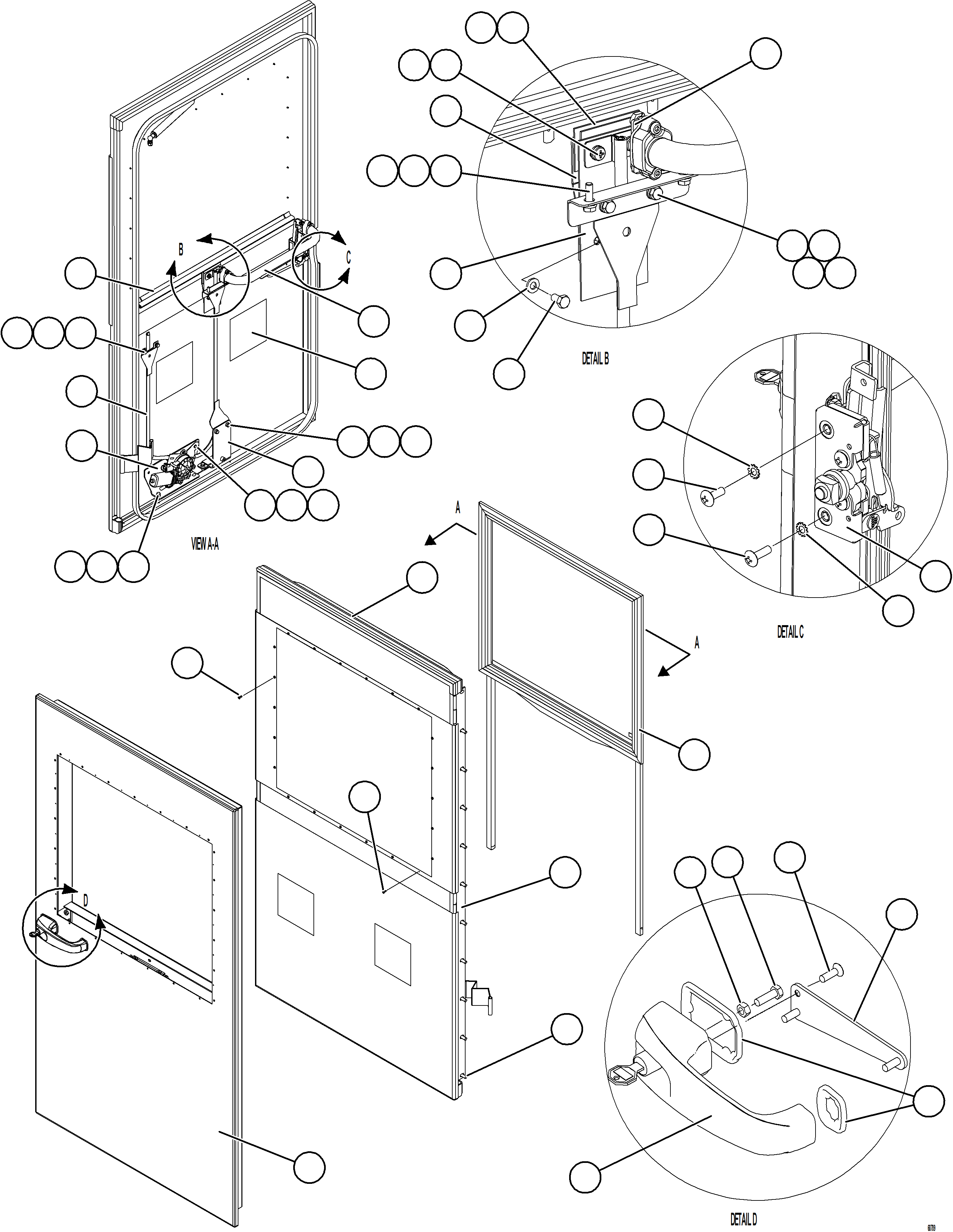 Komatsu parts book diagram for AFE77-AB 830E-5 S/N A50077 - A50078  DOWNER EDI: DOOR ASSEMBLY - LH    58E-54-30626