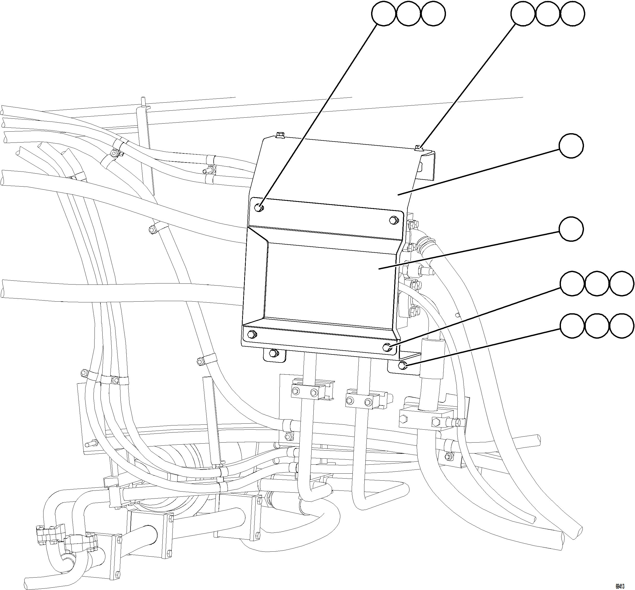 Komatsu parts book diagram for AFE77-AB 830E-5 S/N A50077 - A50078  DOWNER EDI: STEERING BLEEDDOWN MANIFOLD COVERS