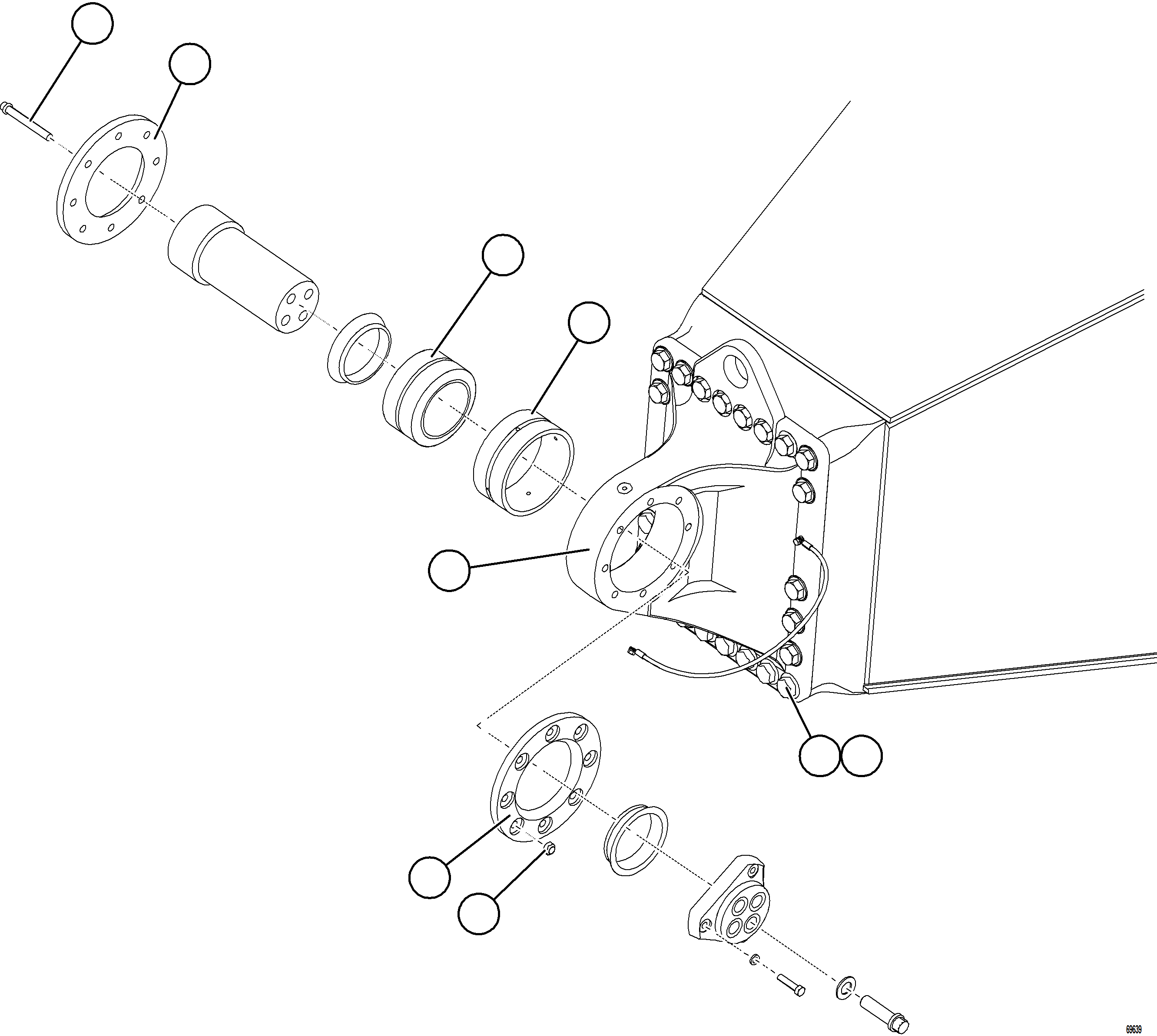 Komatsu parts book diagram for AFE77-AB 830E-5 S/N A50077 - A50078  DOWNER EDI: PIVOT EYE ASSEMBLY INSTALLATION