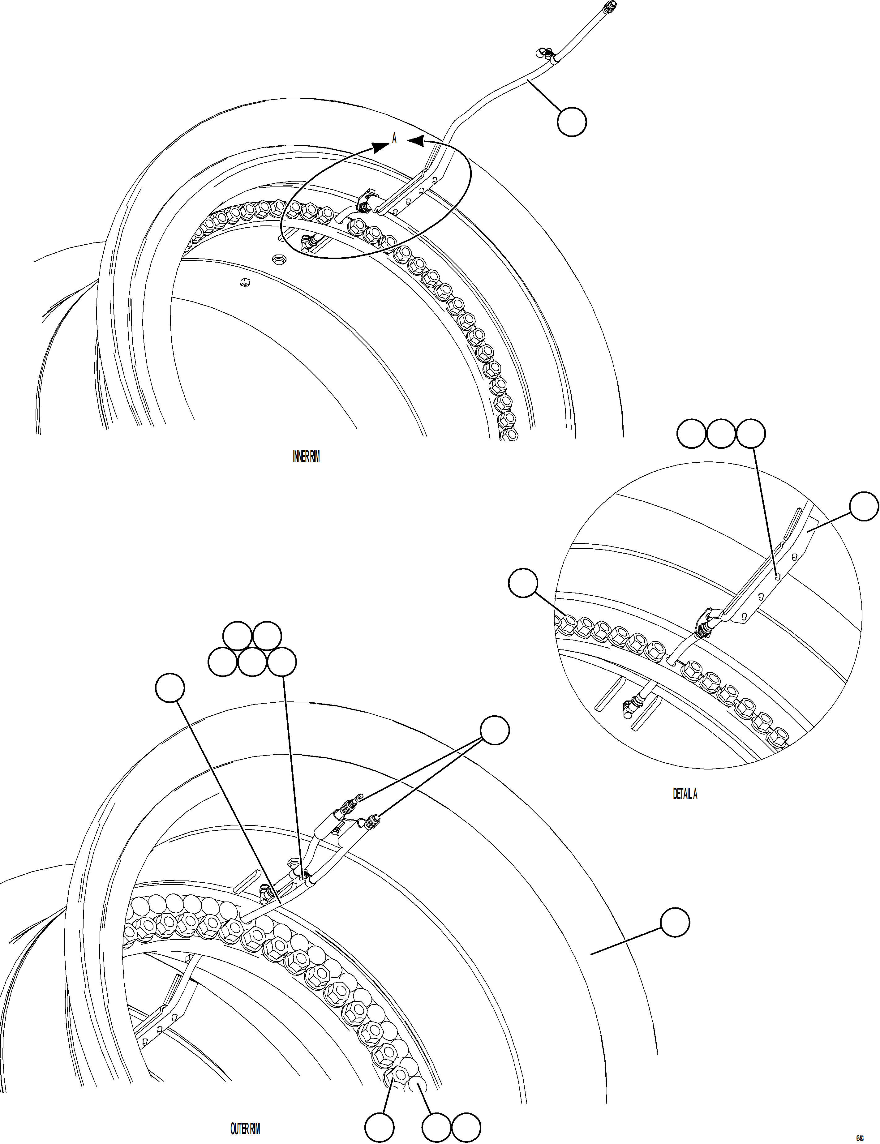 Komatsu parts book diagram for AFE77-AB 830E-5 S/N A50077 - A50078  DOWNER EDI: REAR WHEEL INSTALLATION, STANDARD