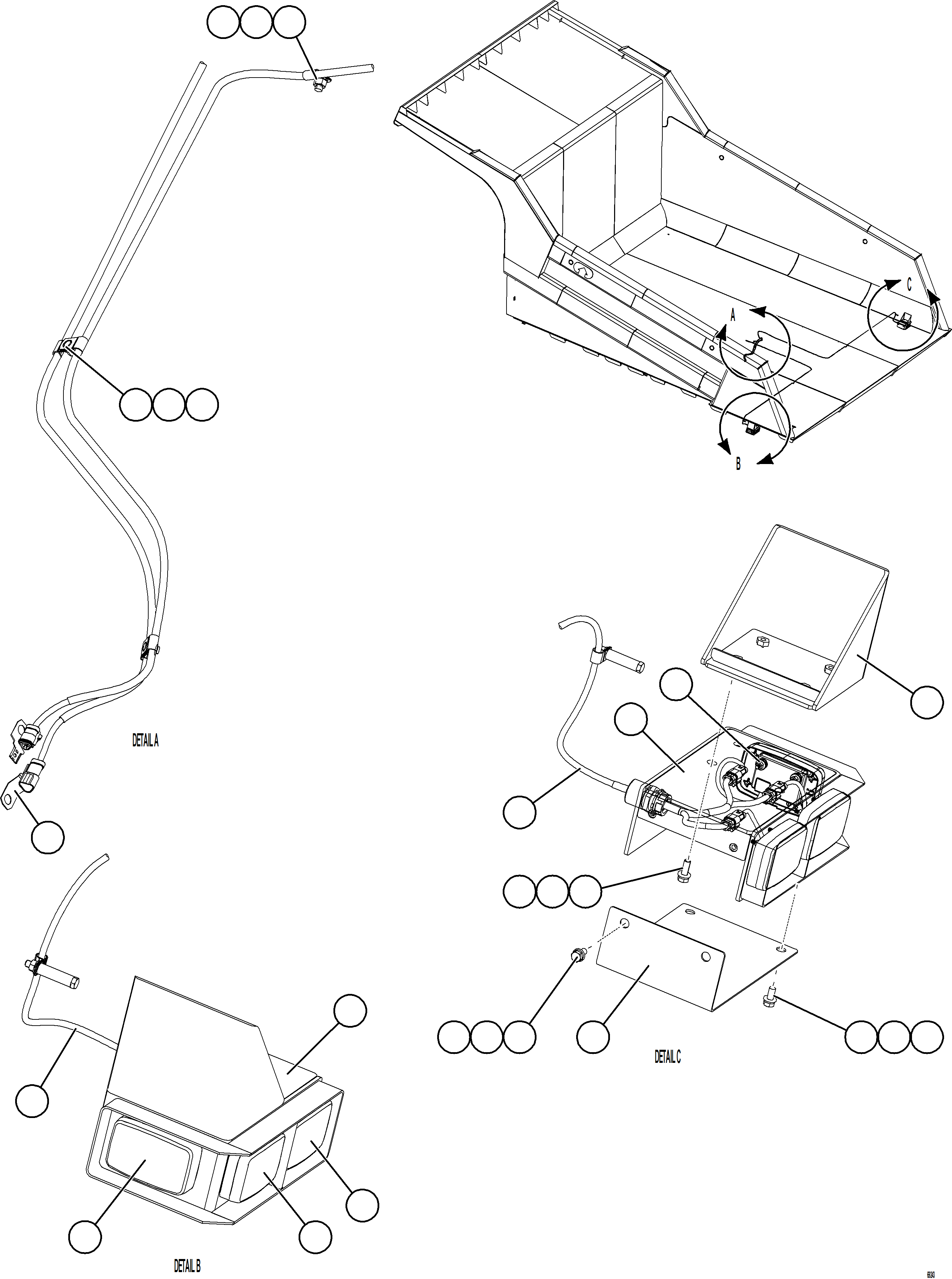 Komatsu parts book diagram for AFE77-AD 830E-5 S/N A50080, A50086  ROBINSON: DUMP BODY CLEARANCE LIGHTS & TURN SIGNALS