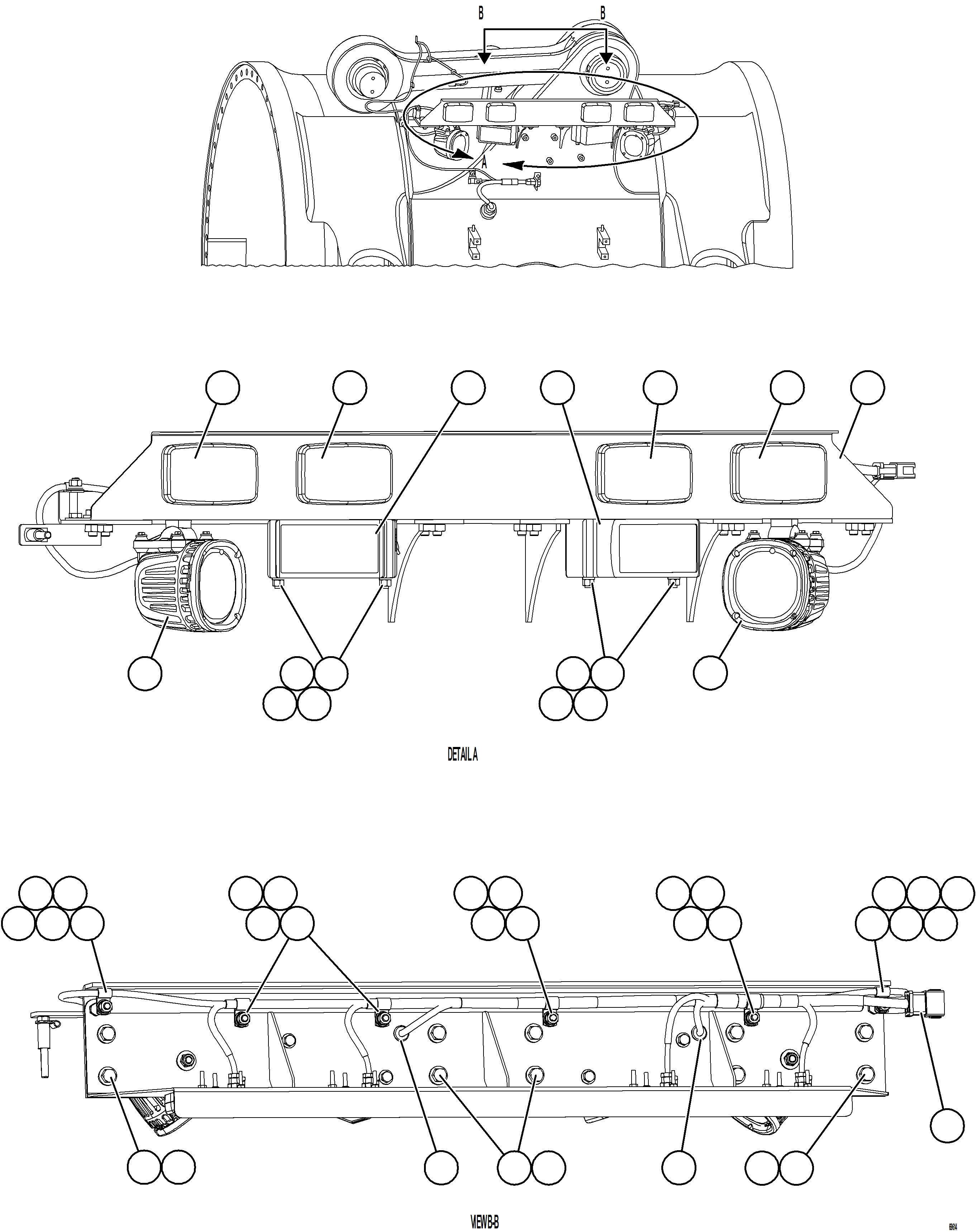 Komatsu parts book diagram for AFE77-AD 830E-5 S/N A50080, A50086  ROBINSON: REAR AXLE LIGHTS & BACKUP ALARMS