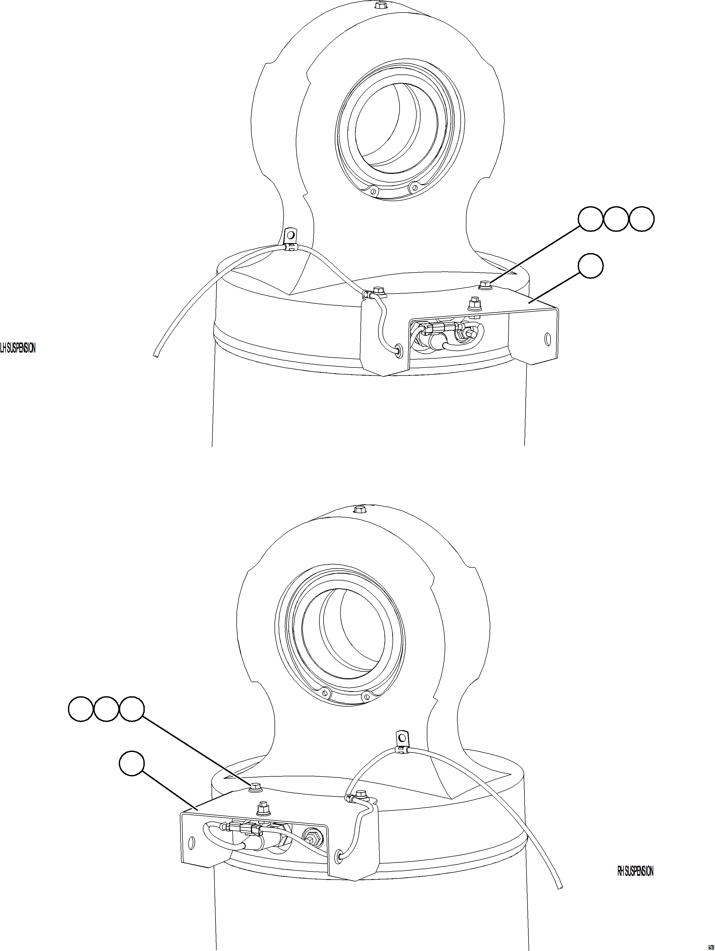 Komatsu parts book diagram for AFE77-AD 830E-5 S/N A50080, A50086  ROBINSON: PLM PRESSURE SENSOR - REAR SUSPENSIONS    2/3