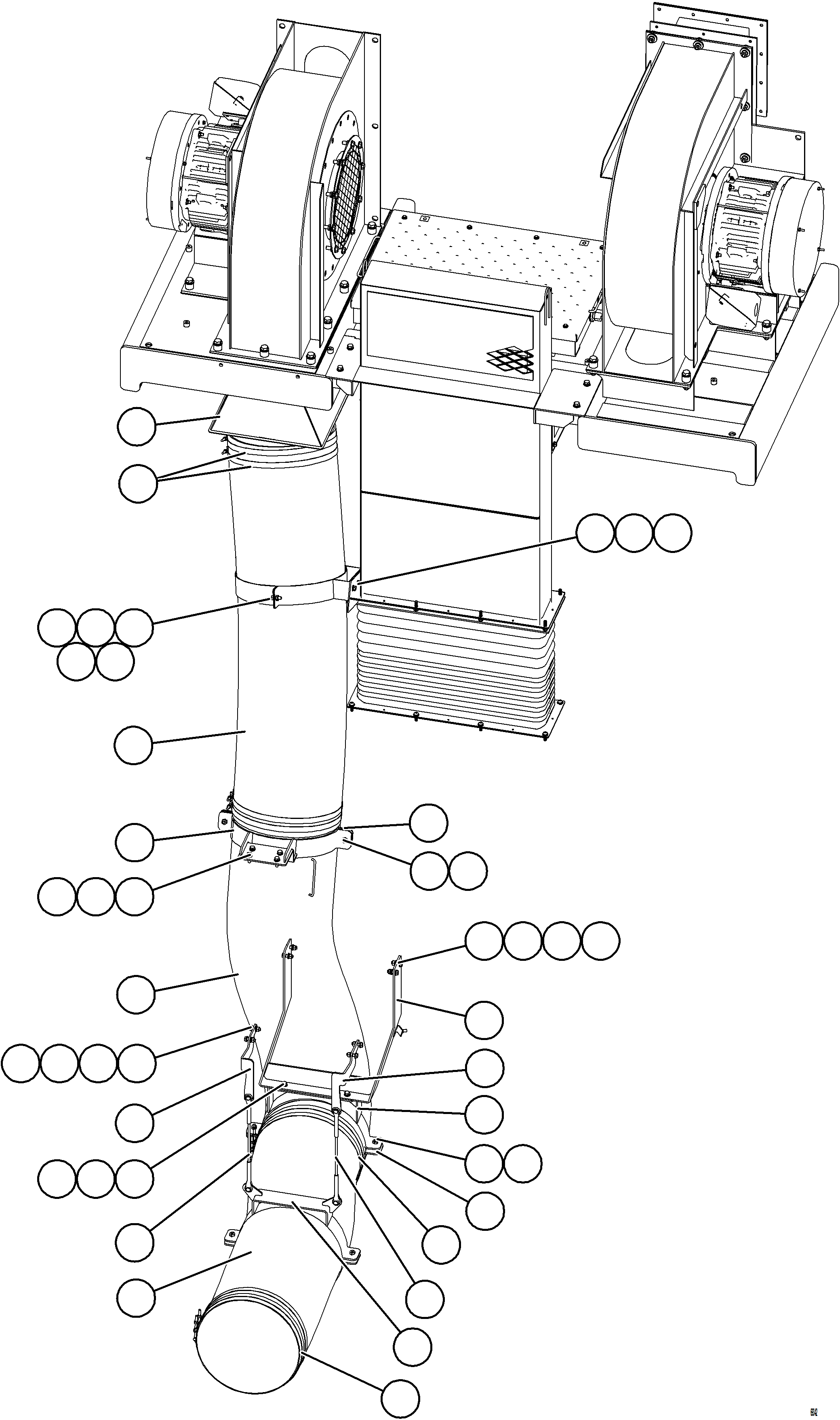Komatsu parts book diagram for AFE77-AD 830E-5 S/N A50080, A50086  ROBINSON: REAR AXLE BLOWER DUCTS