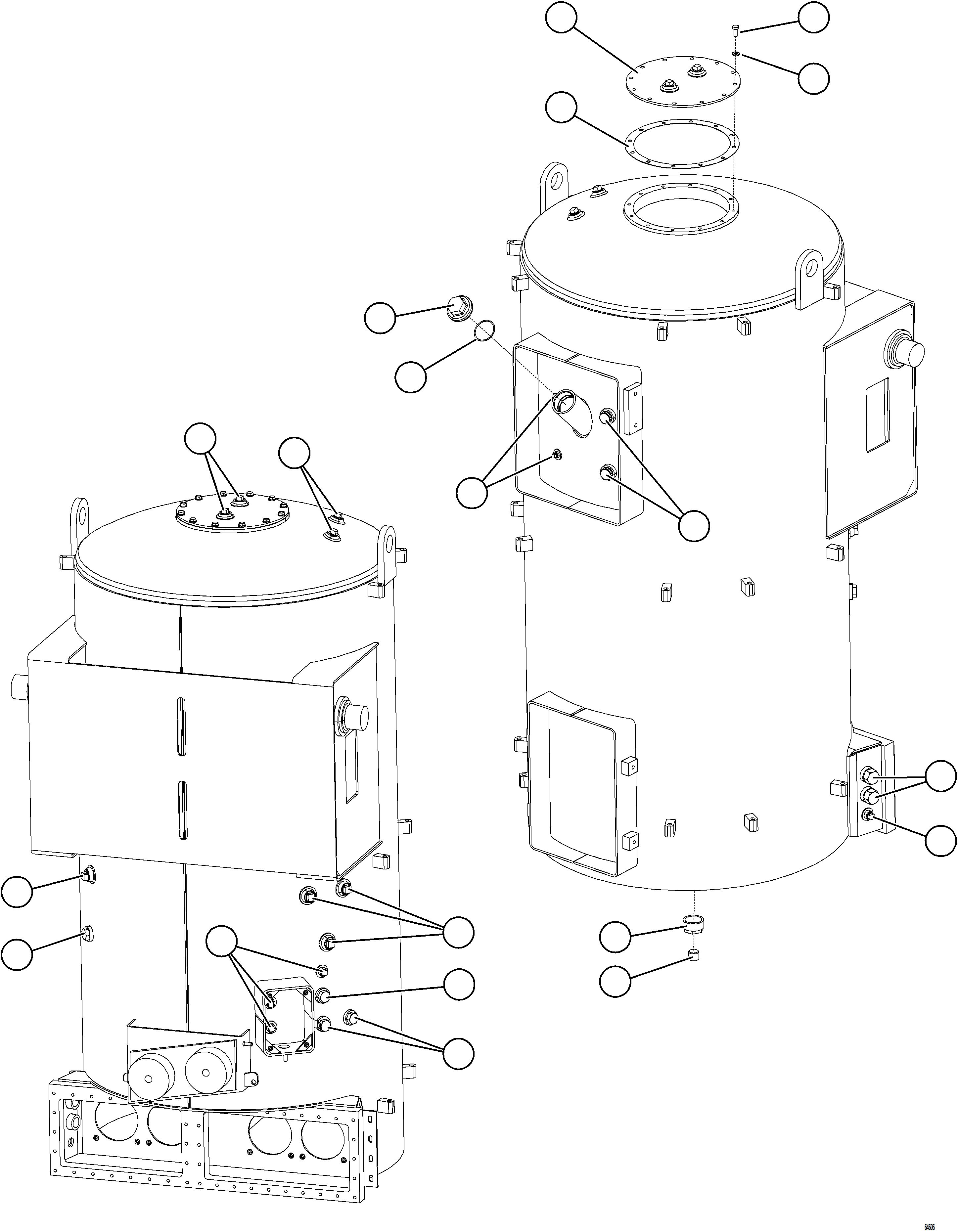 Komatsu parts book diagram for AFE77-AD 830E-5 S/N A50080, A50086  ROBINSON: HYDRAULIC TANK STRUCTURE    58E-60-10612