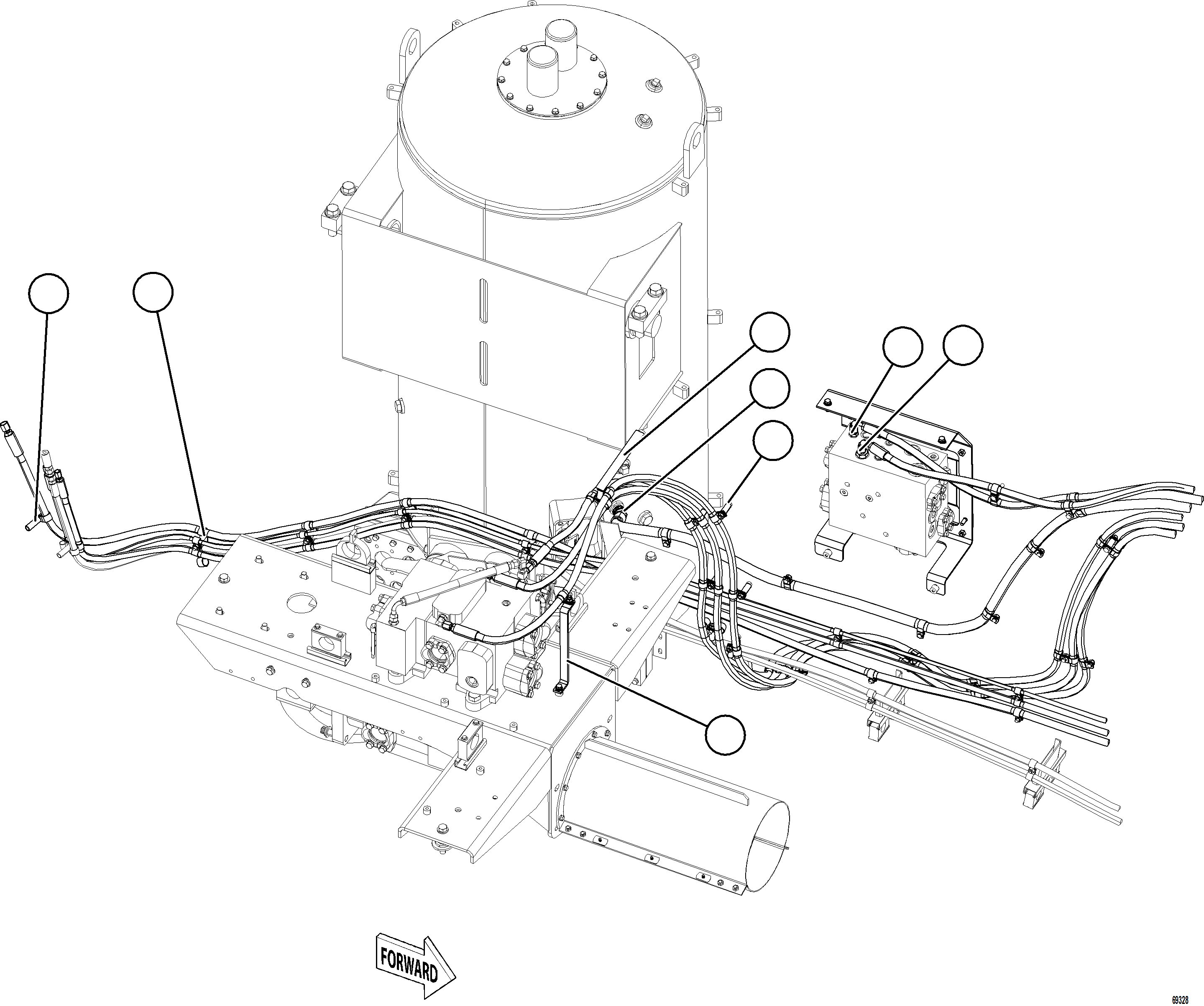 Komatsu parts book diagram for AFE77-AD 830E-5 S/N A50080, A50086  ROBINSON: HYDRAULIC BRAKE CABINET HOSE CLAMPING    2/3