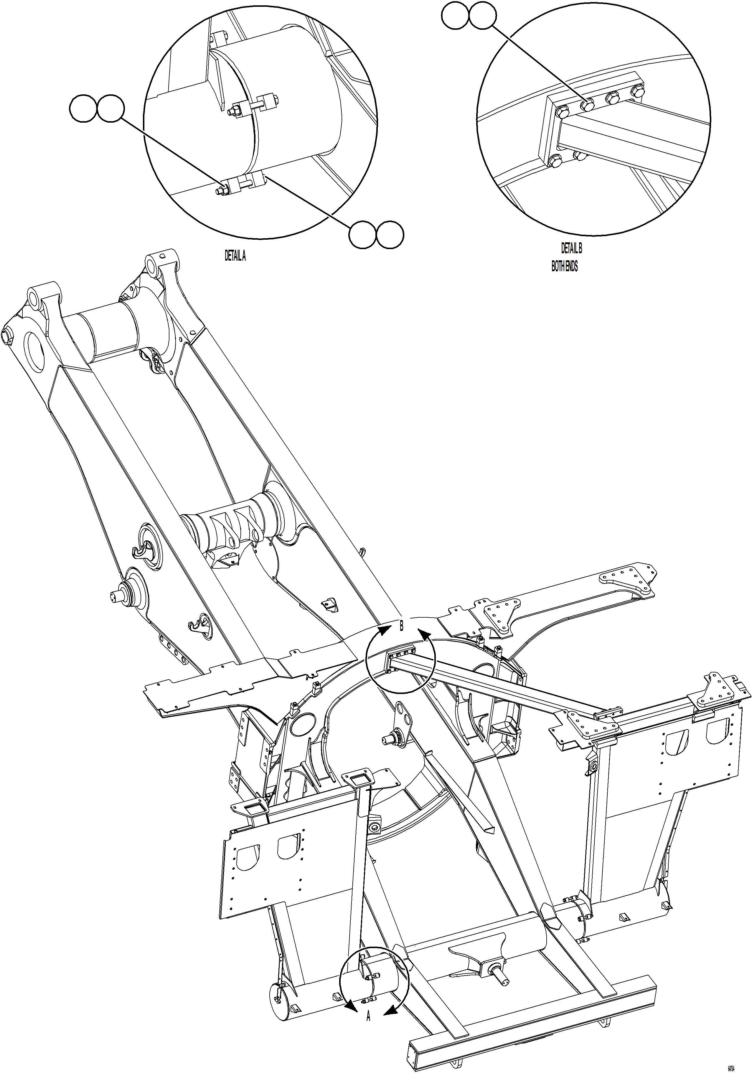 Komatsu parts book diagram for AFE77-AD 830E-5 S/N A50080, A50086  ROBINSON: FRAME & UPRIGHTS    2/2
