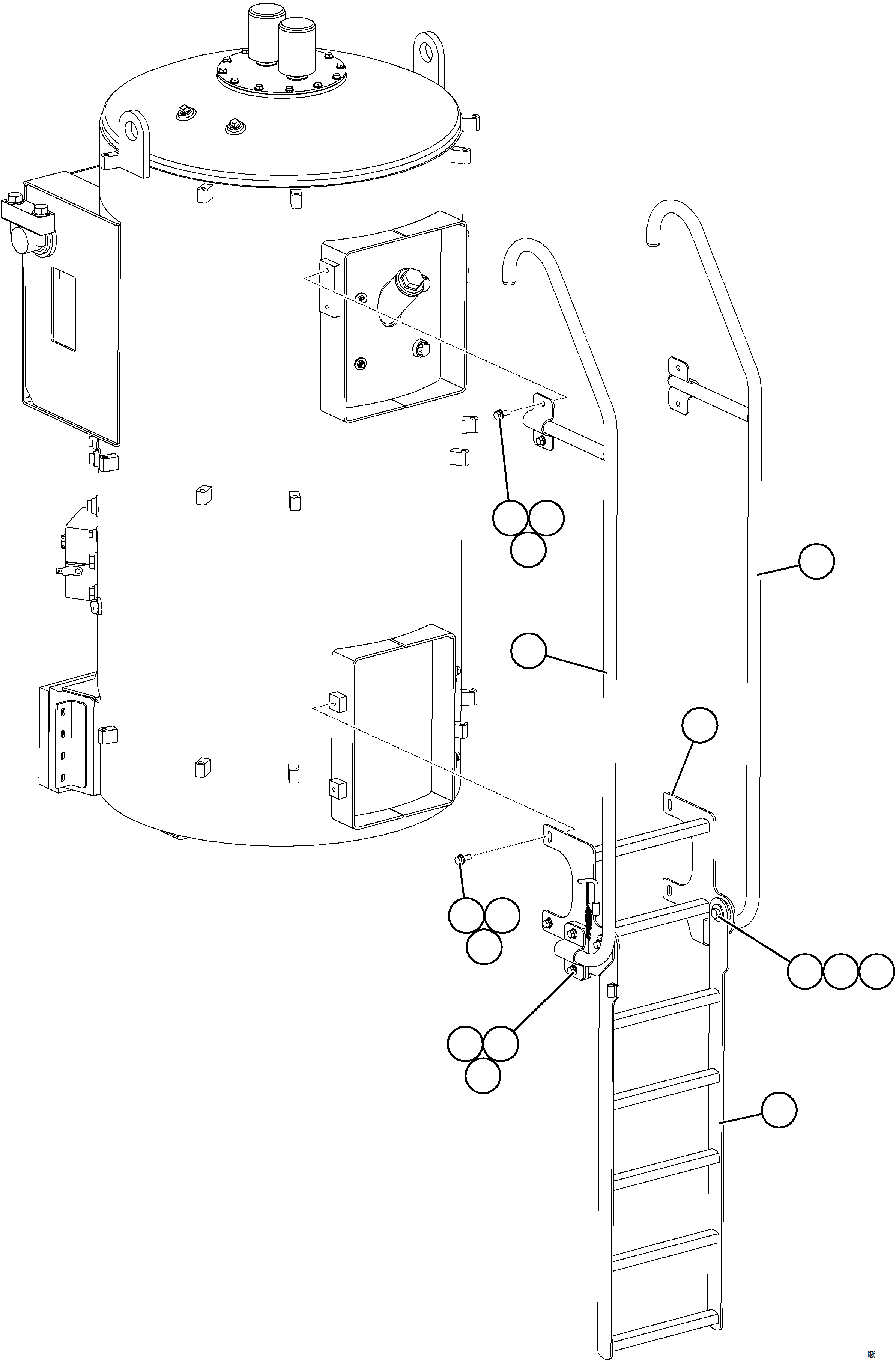 Komatsu parts book diagram for AFE77-AD 830E-5 S/N A50080, A50086  ROBINSON: HYDRAULIC TANK LADDER