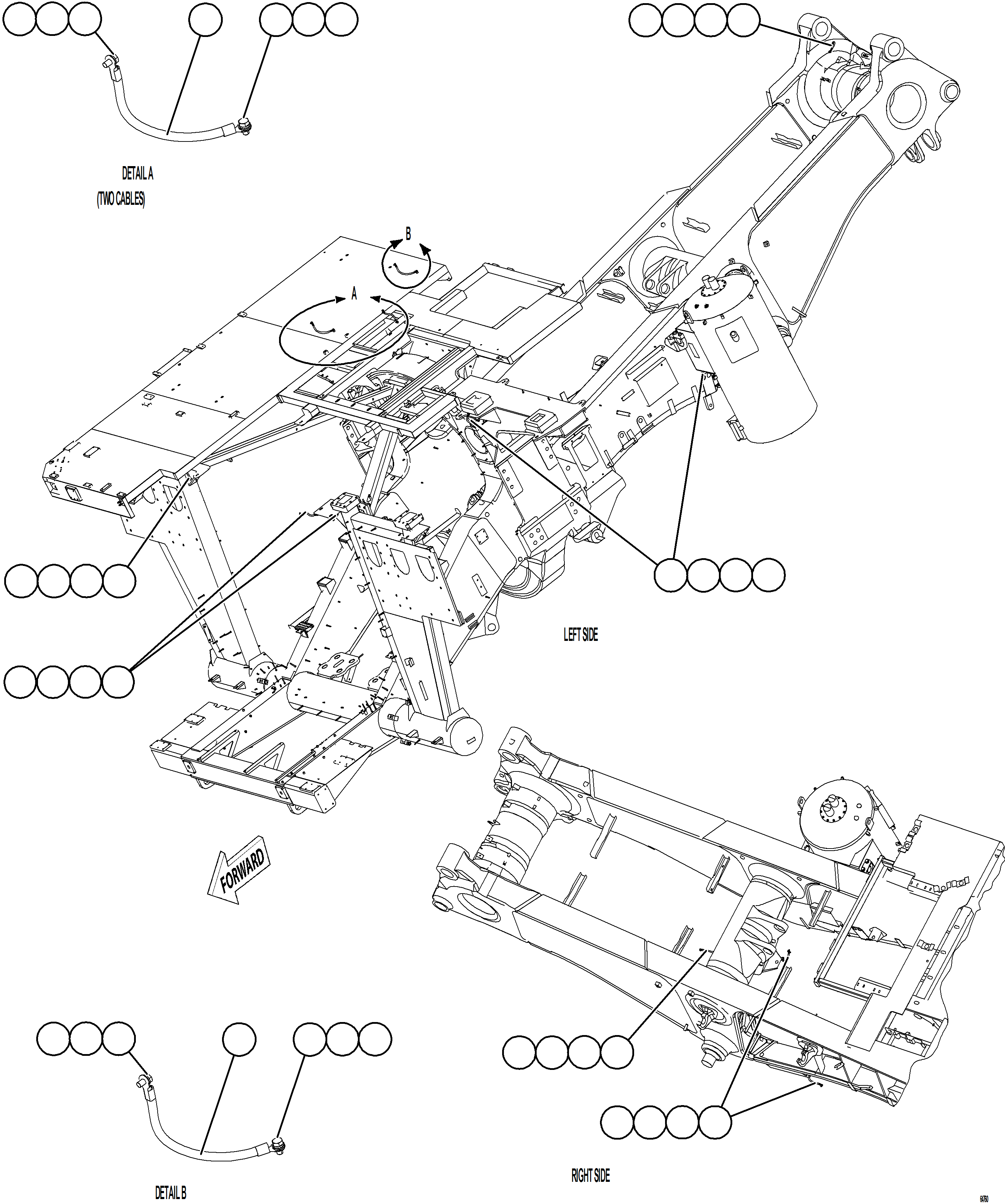 Komatsu parts book diagram for AFE77-AD 830E-5 S/N A50080, A50086  ROBINSON: FRAME GROUND WIRING